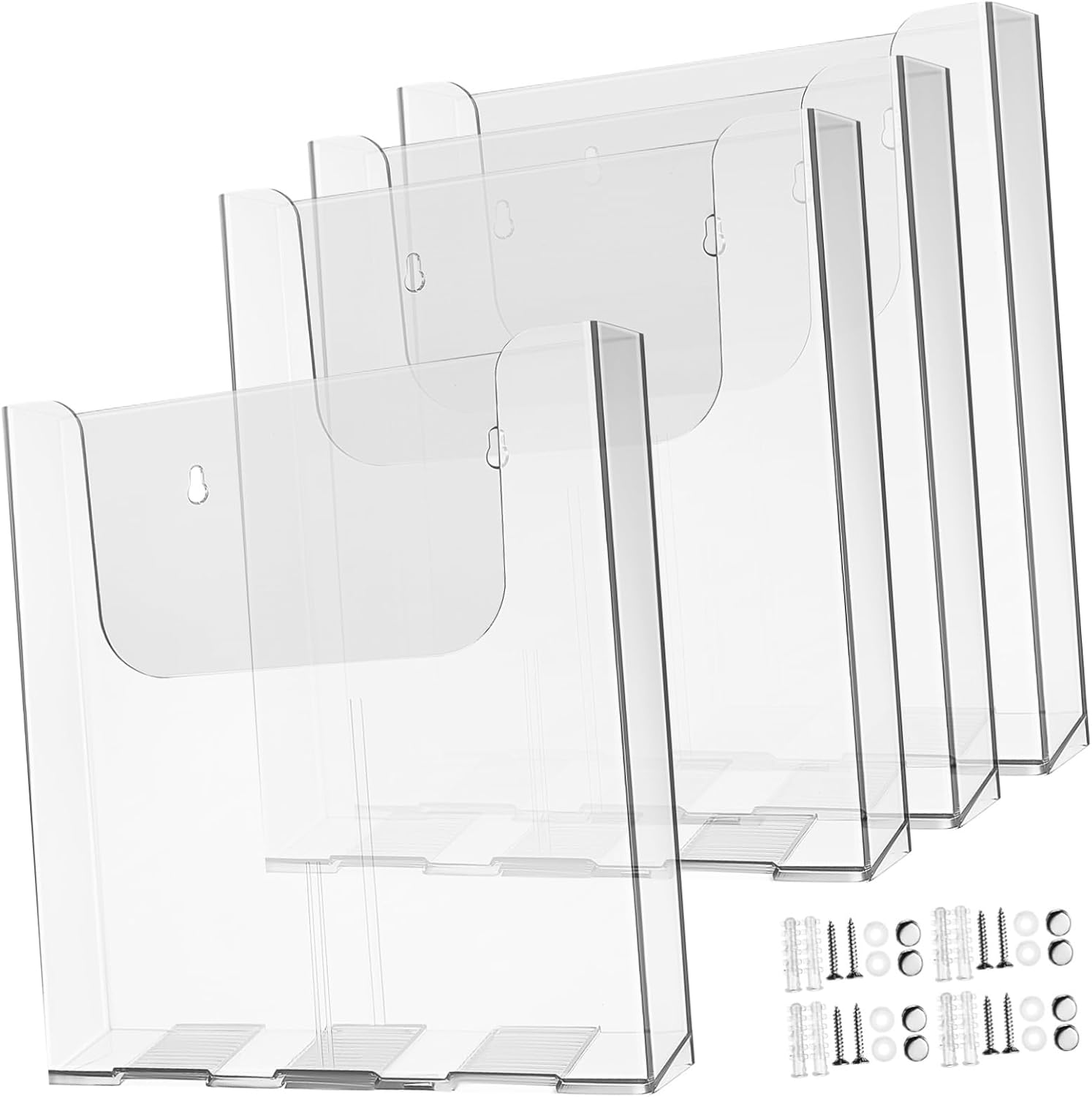 4pcs Acrylic Wall Mounted Document Holder Clear Magazine Organizer for Home Office and School Versatile Pamphlet Stand Easy Installation Space Saving Design