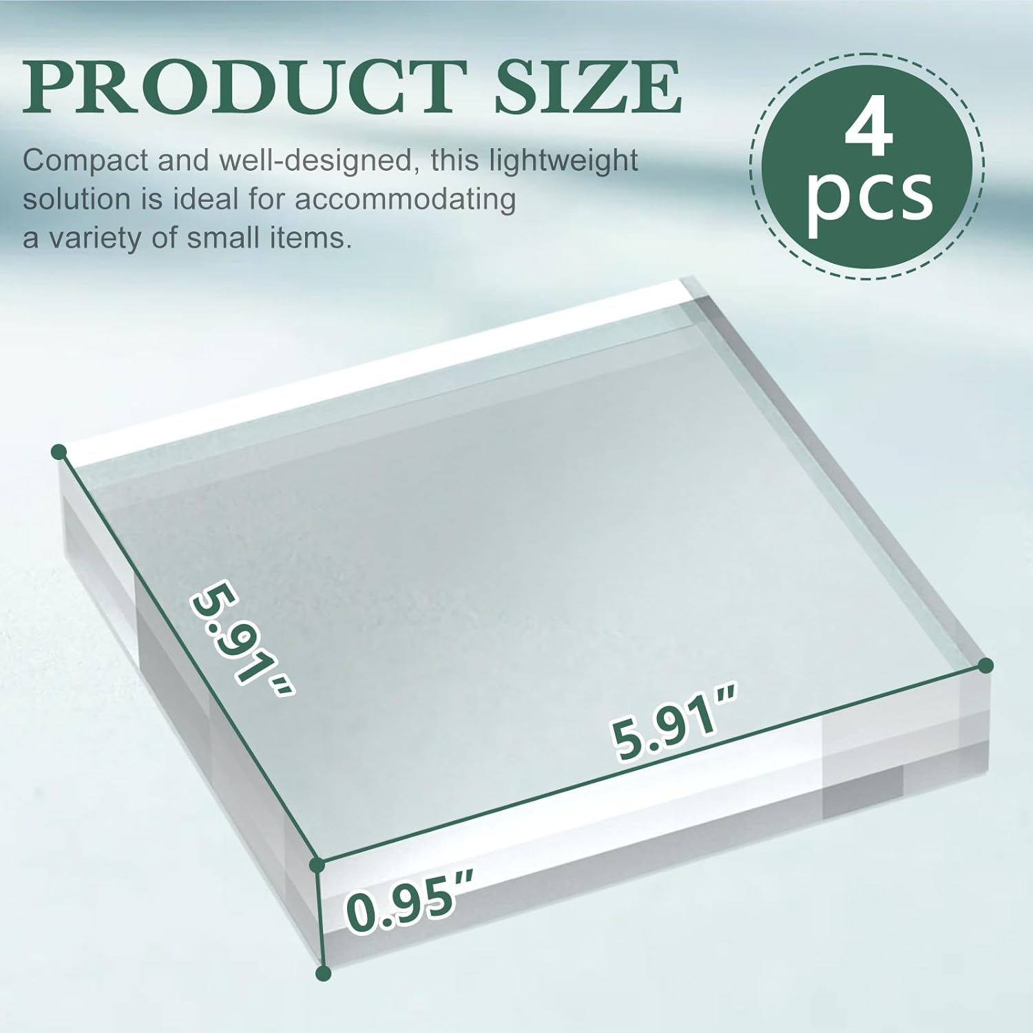 Private Label Acrylic Base Stand 4 Pack 6 X 6 X 1 Inch Acrylic Blocks for Display Trophy Base Clear Square Cube Riser Display Cylinder Pedestal Stands for Collectibles Jewelry Props Food Display OEM Wholesale Manufacturer
