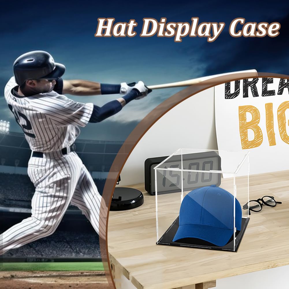 ODM AHANDMAKER Display Case Clear Cube Baseball Holder Hat Box with Black Base Acrylic Display Case for Action Figures, Baseball, 8.07x8.07x8.27 Inch Custom Logo Service