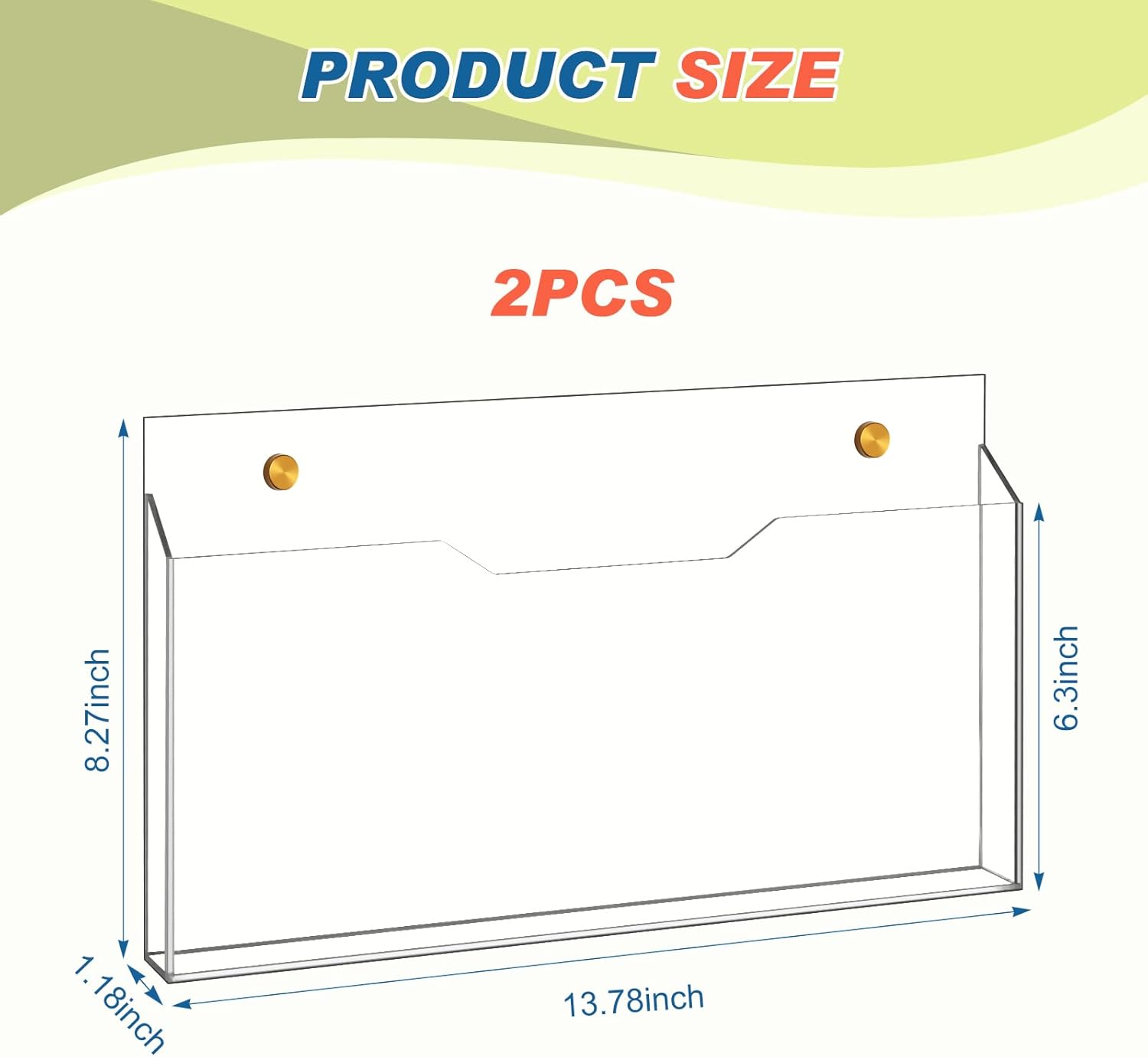 Wholesale 2 Pcs Clear Acrylic File Holder Wall Mount Mail Magazine Organizers File Holders with Screw Wall Pocket Office Document Sorter Storage Rack for Magazine Letter Brochure Bookshelf Literature China Factory Bulk Supply
