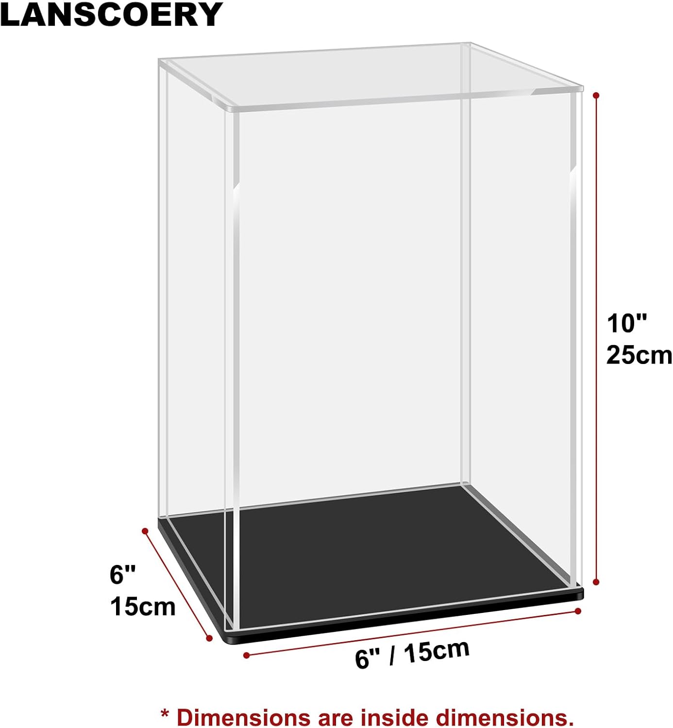 Wholesale OEM ODM LANSCOERY Acrylic Display Case, Assemble Showcase Display Box for Collectibles, with Dustproof & Seamless Display Design, 6x6x10inch Black Base Factory & Supplier