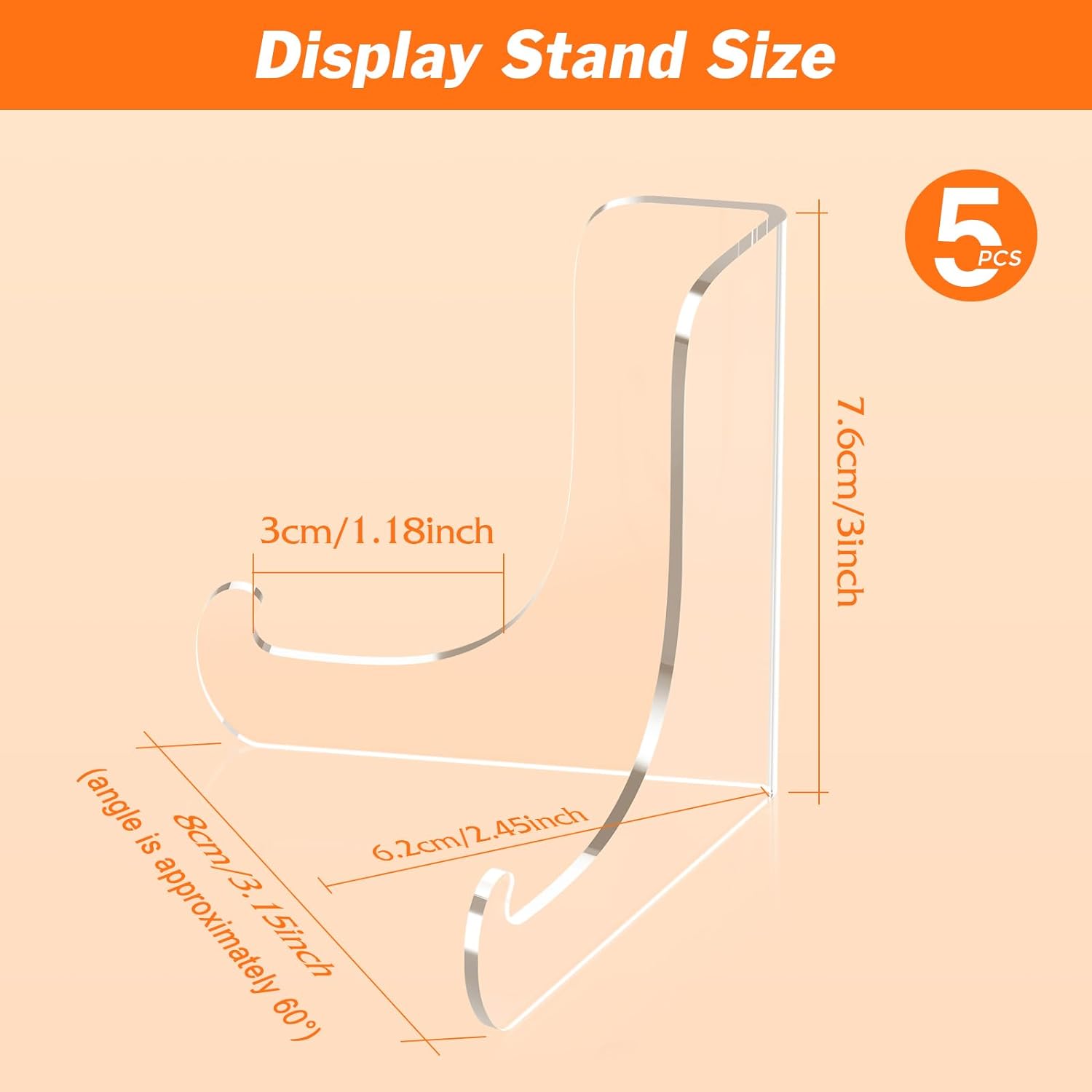 Private Label 5 Pack Acrylic Display Stand, Plate Stand for Display, Clear Easel Stand, Display Holder for Card, Frame, Picture, Magazine, Book, CD, Phone (Small/ 3 Inch) OEM Wholesale Manufacturer