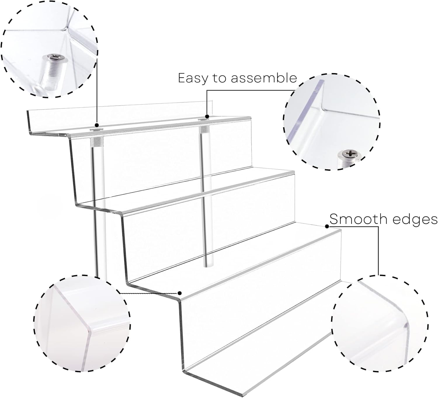 ODM Display Stand 4 Tier Black Display Riser 2 Pack Displays Perfume Organizers Tiered for Decoration and Cupcakes Dessert Stand Makeup Stand Cabinet Countertops (9*6-clear) Custom Logo Service