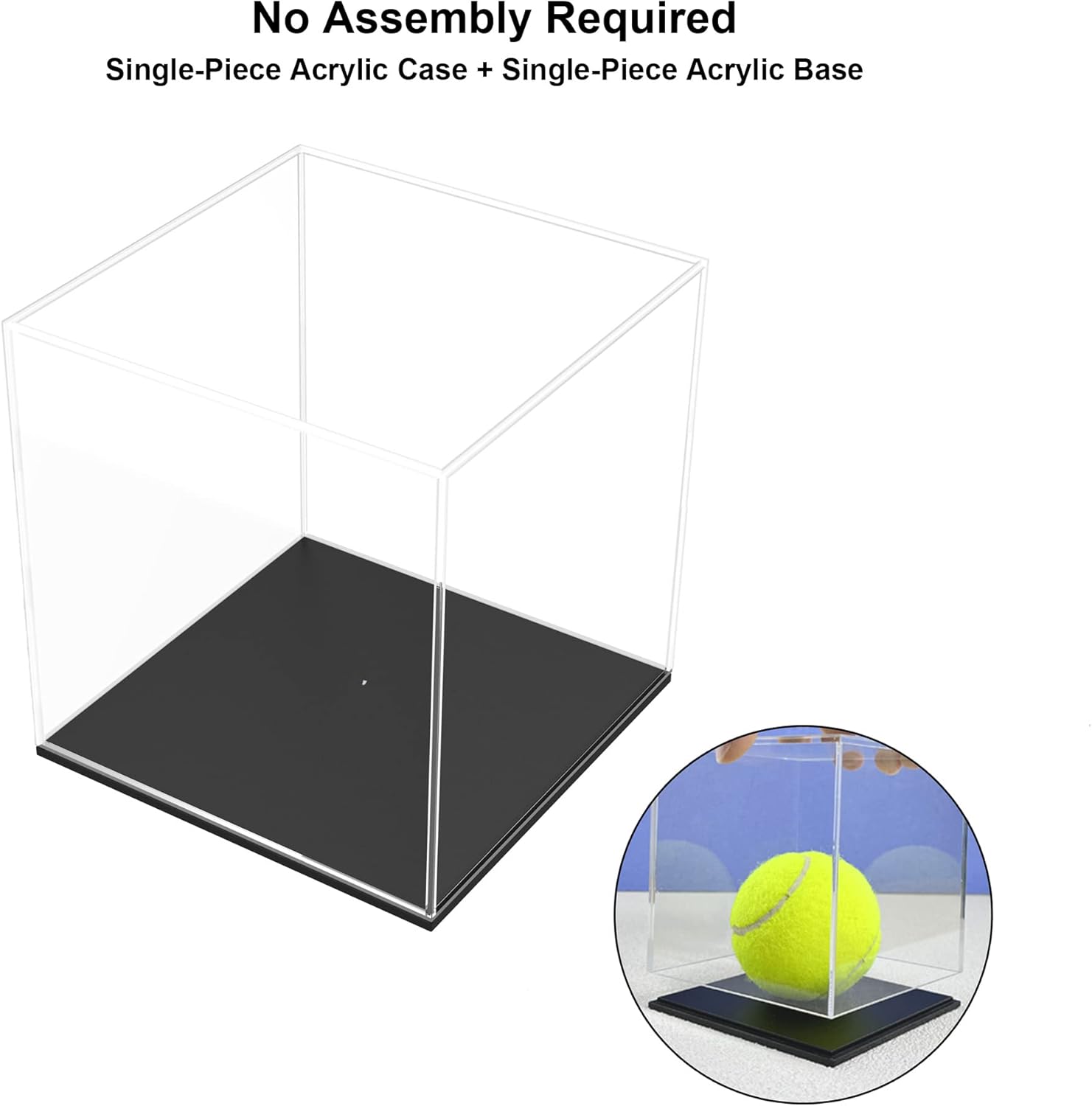 ODM Display Case for Collectibles Secure Assemble Cube Acrylic Box for Display with Matte Black Acrylic Base, 4 Inch Dustproof Showcase for Dolls, Figures [4x4x4 inch] Custom Logo Service