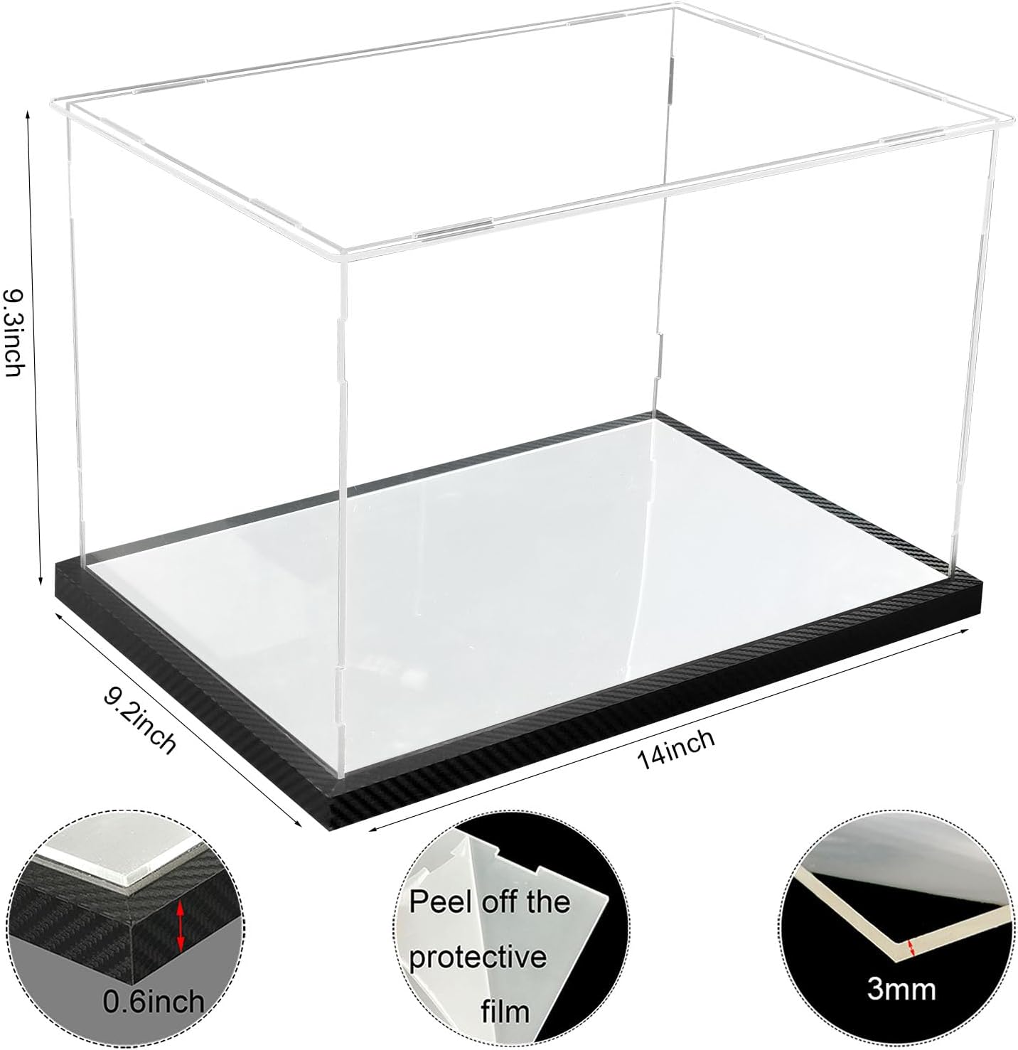 Wholesale OEM ODM Clear Boxing Glove Display Case Acrylic Display case for Full Size Boxing Glove Boxing Glove Storage Box Dustproof UV Protection Cabinet with Carbon Fiber Skin Base and Removable Mirror Base Factory & Supplier