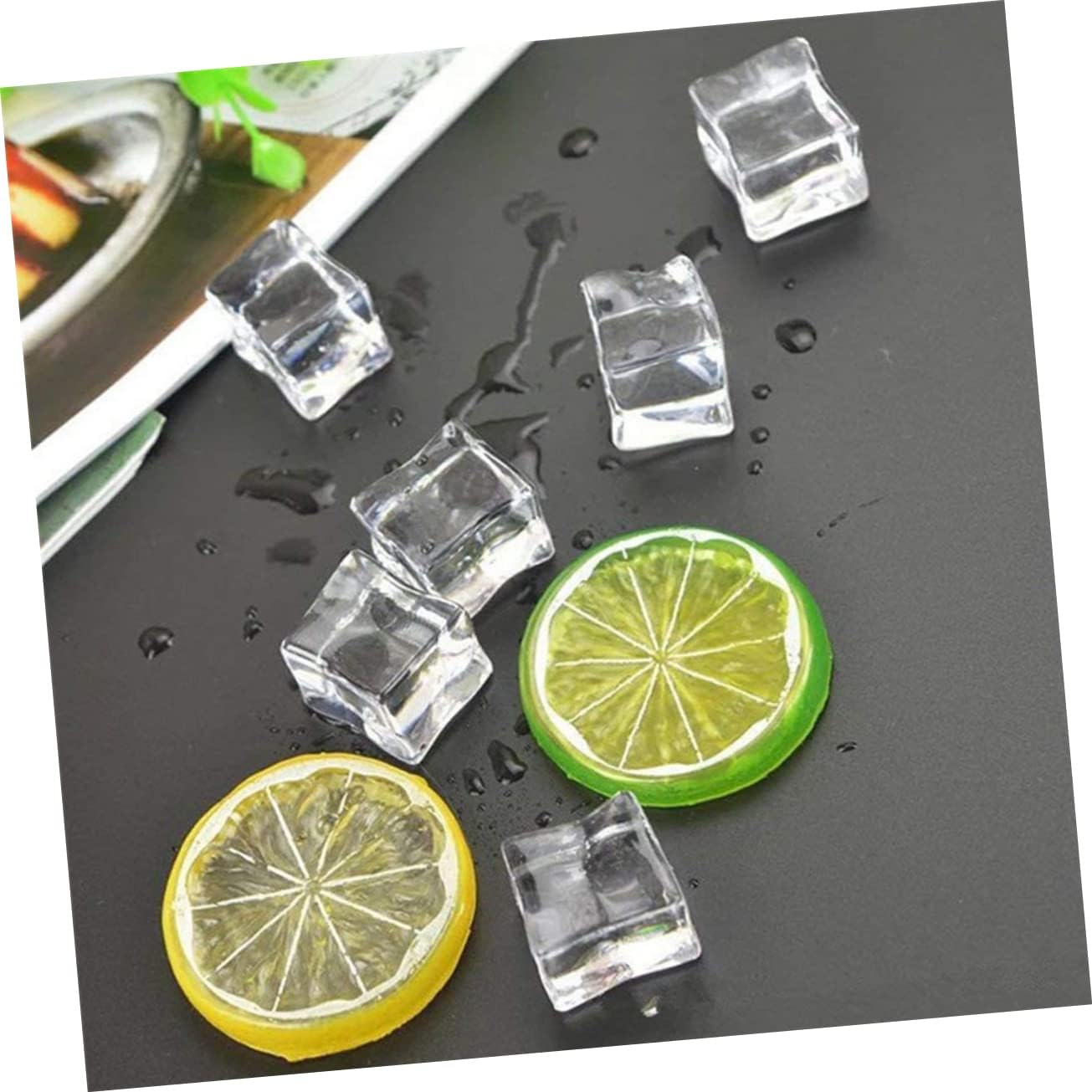 ODM PRETYZOOM 50Pcs Clear Fake Ice Cubes for Photography Props Kitchen Decoration Realistic Acrylic Ice Cubes for Parties Events and Display Ornaments Custom Logo Service