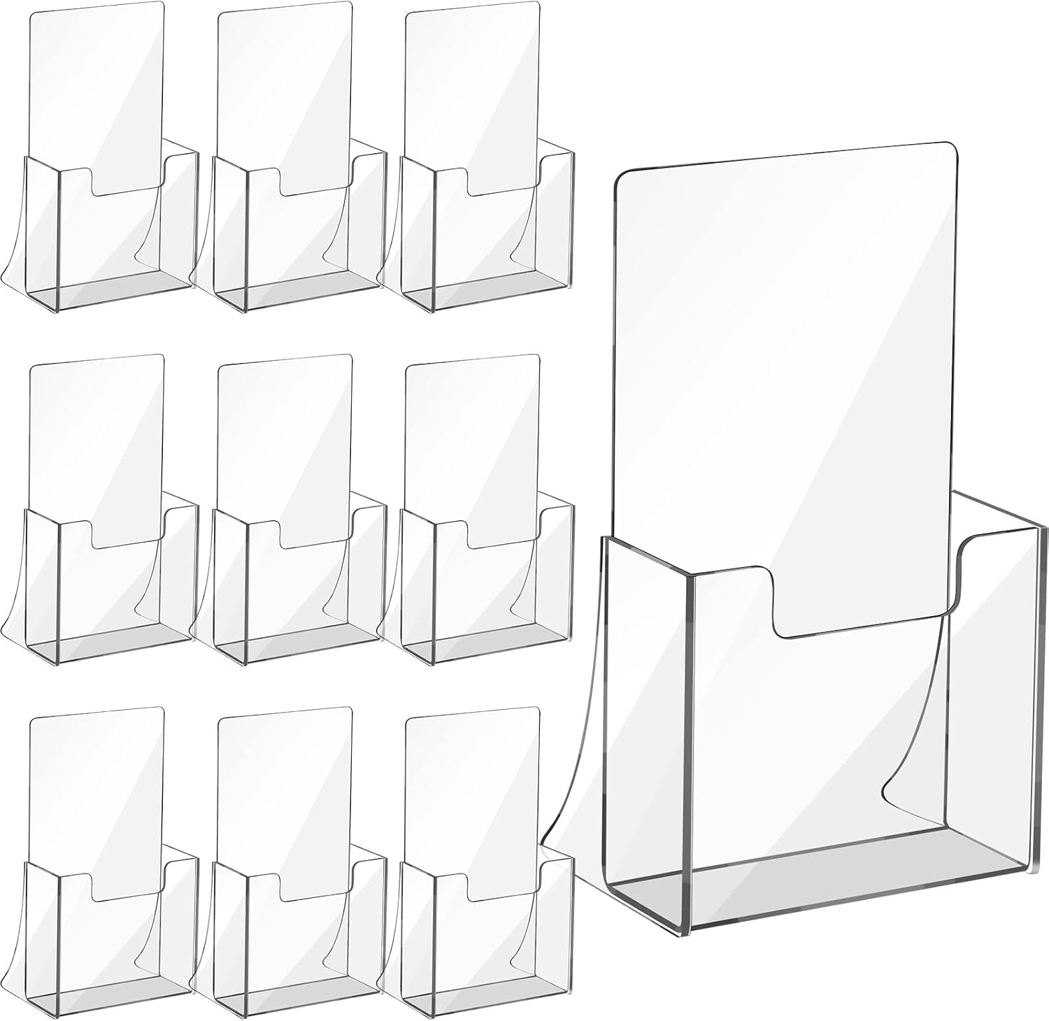 10 Pieces Acrylic Brochure Holder 8.2'' x 5.5'' Clear Acrylic Literature Holder Plastic Flyer Display Stand or Vendors, Brochure, Magazine, Pamphlet, Booklets, Menu