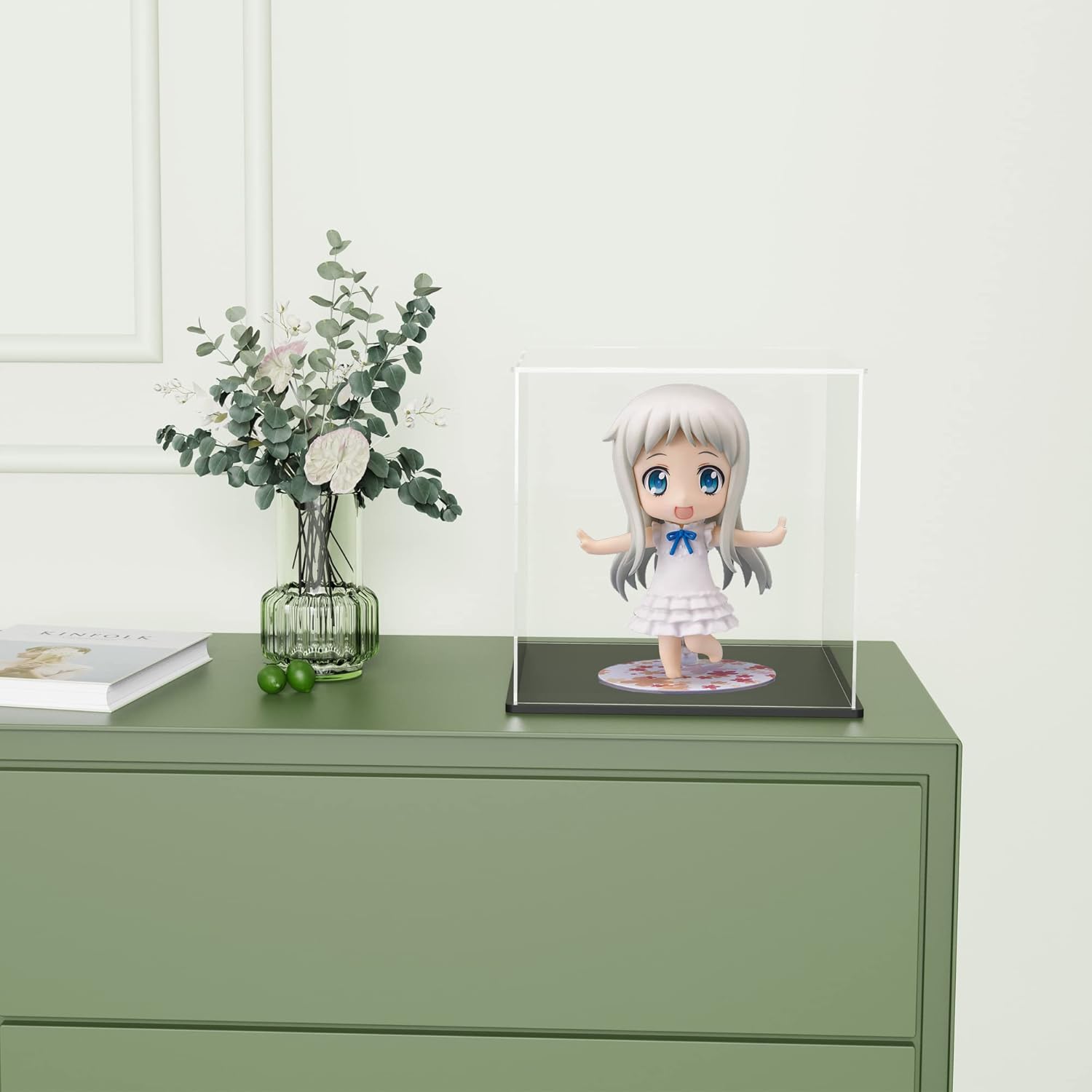 ODM Clear Acrylic Display Case with Matte Black Base, Dust-Proof Showcase, Cube Acrylic Display Box for Collectibles (7x7x7 inch) Custom Logo Service