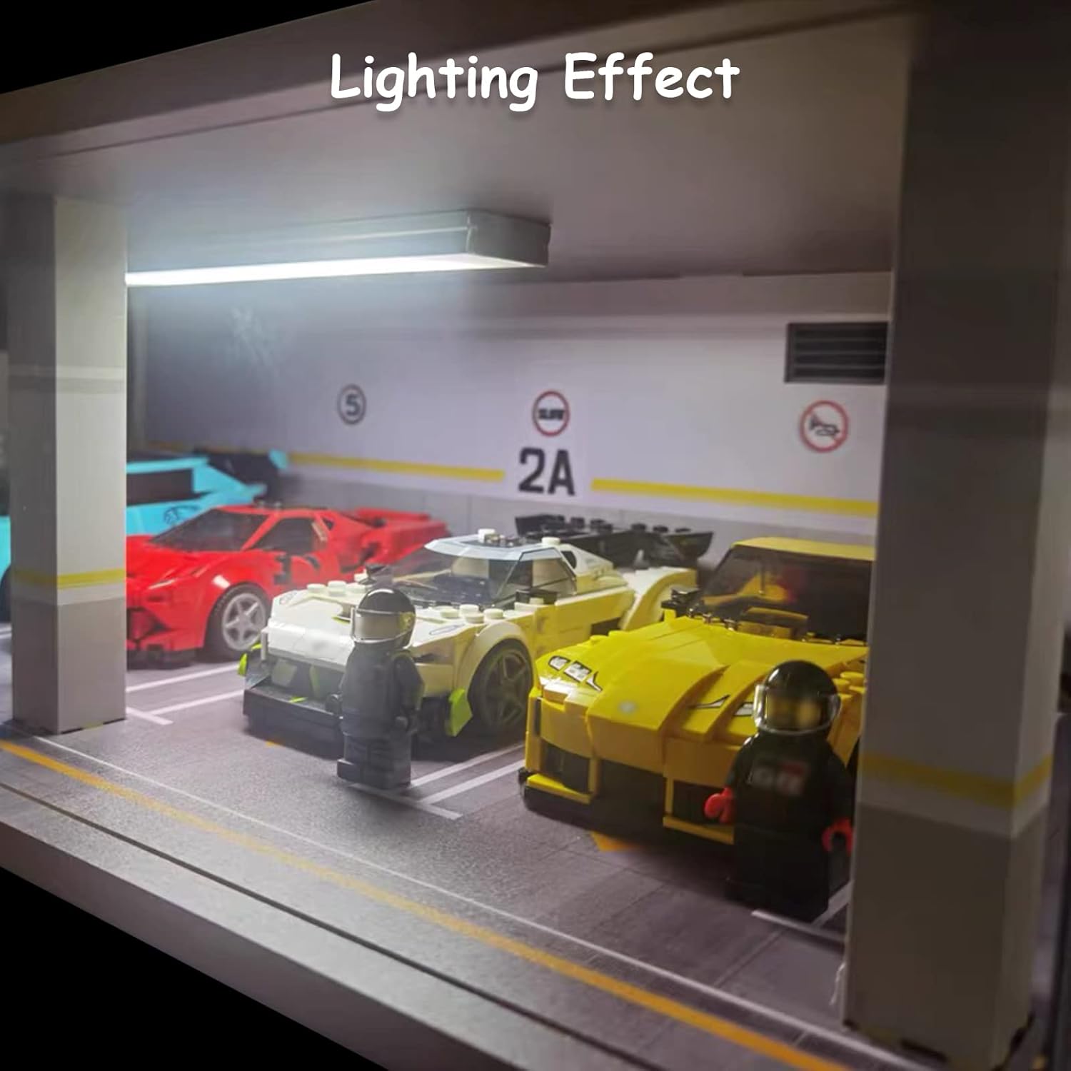 Private Label 1/24 Scale Die-cast Car Garage Display Case with Clear Acrylic Cover and LED Lighting for 4 Parking Space (1:24-4 Parking 2A) Ecommerce Ready Product