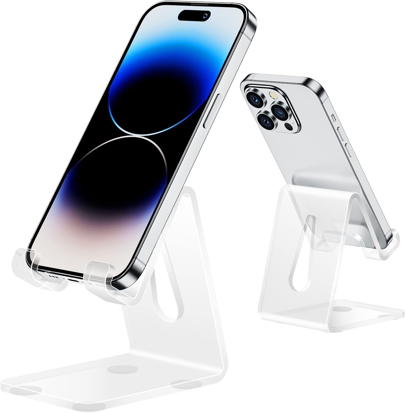 Urmust Acrylic Phone Stand for Desk, Clear Phone Holder, Office Accessory, Desk Decor, Compatible with iPhone 14/13/12 Pro Max Plus