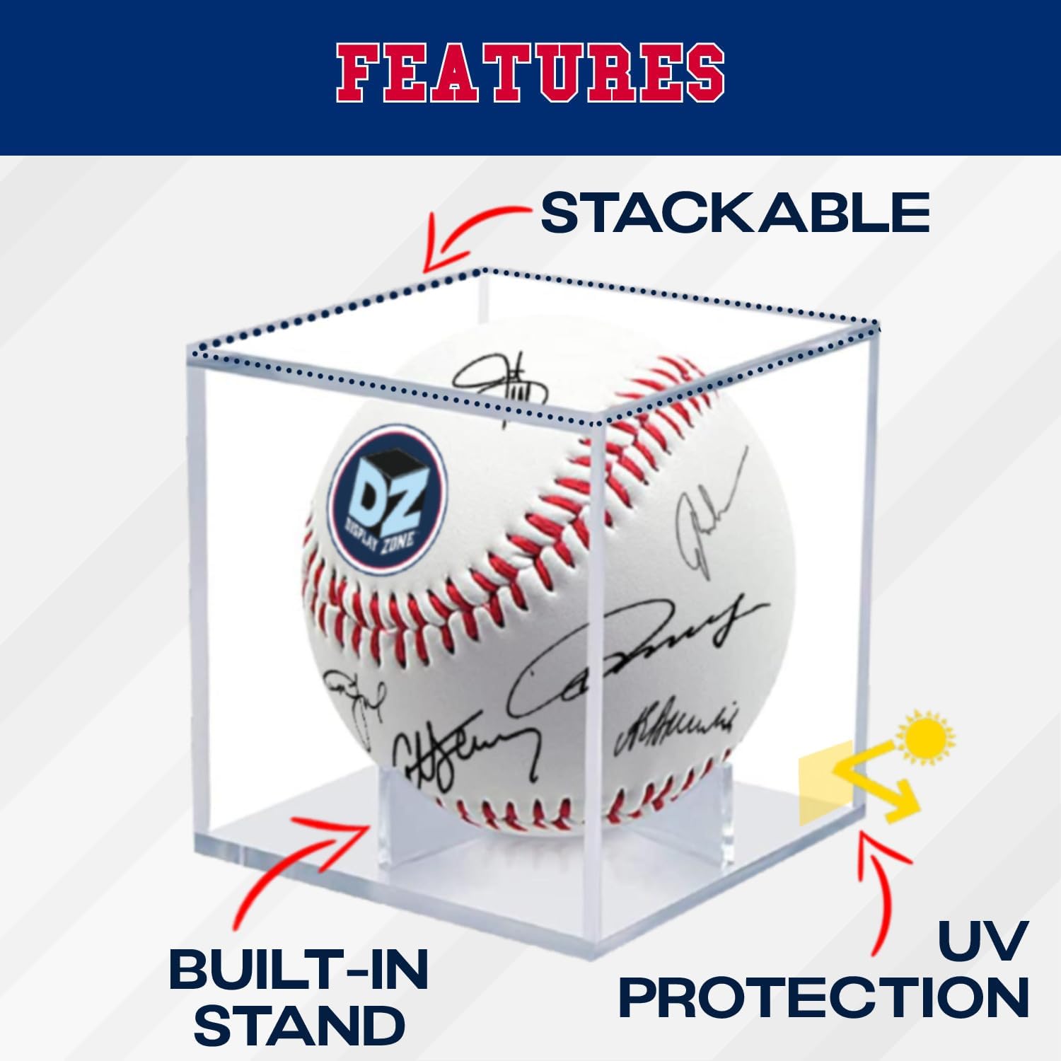 ODM (2 Count) Display Zone Baseball Cube - Crystal Clear UV Protected Acrylic Display Case Box - Autographed Game Ball Holder (Fits Official Size MLB Ball) - Signed Baseball Memorabilia Storage Custom Logo Service