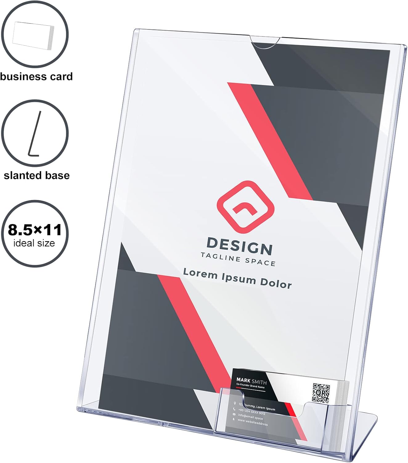 Wholesale 8.5 x 11 Acrylic Sign Holder with Business Card Holder Clear Brochure Display Stand with Attached Business Card Pocket Advertisement Printed Material Flyer Holder Flyer Stand Frame (6) China Factory Bulk Supply