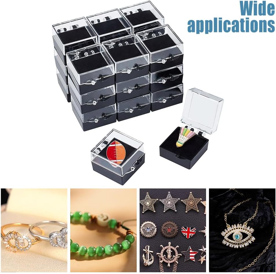 ODM NBEADS 20 Pcs Gift Box for Pin, Black Square Badge Gemstone Display Box with Tray Mini Jewelry Box Container Plastic Show Case Storage Box Holder for Badge Pins Coin Gems Jewelry, 1.1x1.1x0.78inch Custom Mold Development