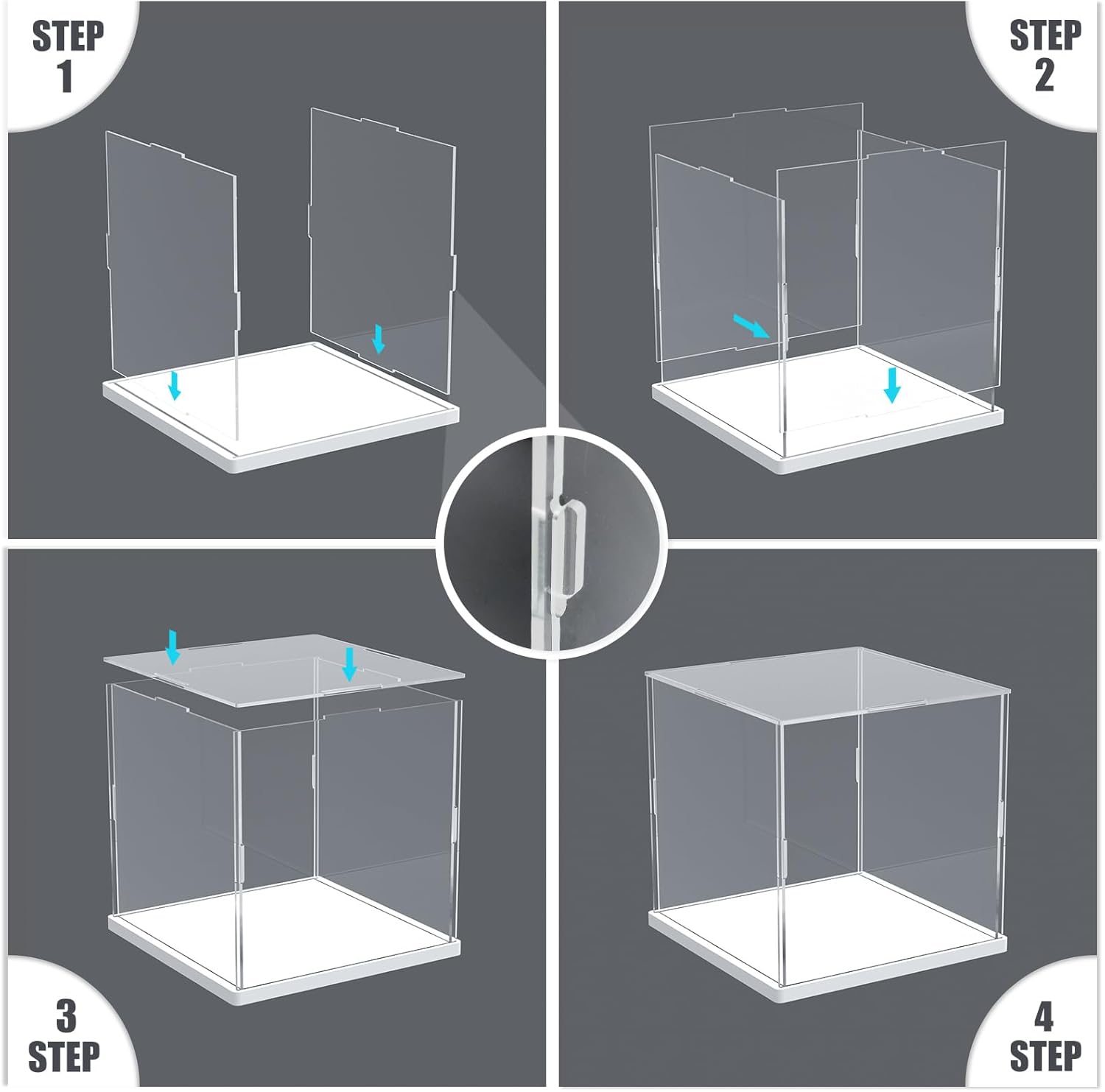 ODM Nynelly Acrylic Display Case for Collectibles with Thick Base, Clear Cube Plexiglass Boxes for Display Figures Dolls, Countertop Case, 6" × 6" × 6" Custom Logo Service