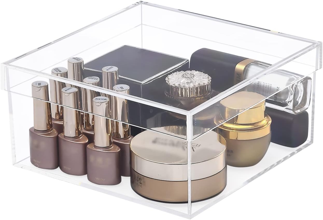 ODM Clear Acrylic Square Cube Plastic Box, Plastic Acrylic Gift Box Rectangle Cube Containers with Lid, Storage Boxes 7.9x7.9x3.9 Inches for Craft Supplies, Sewing Home Organizers Custom Mold Development