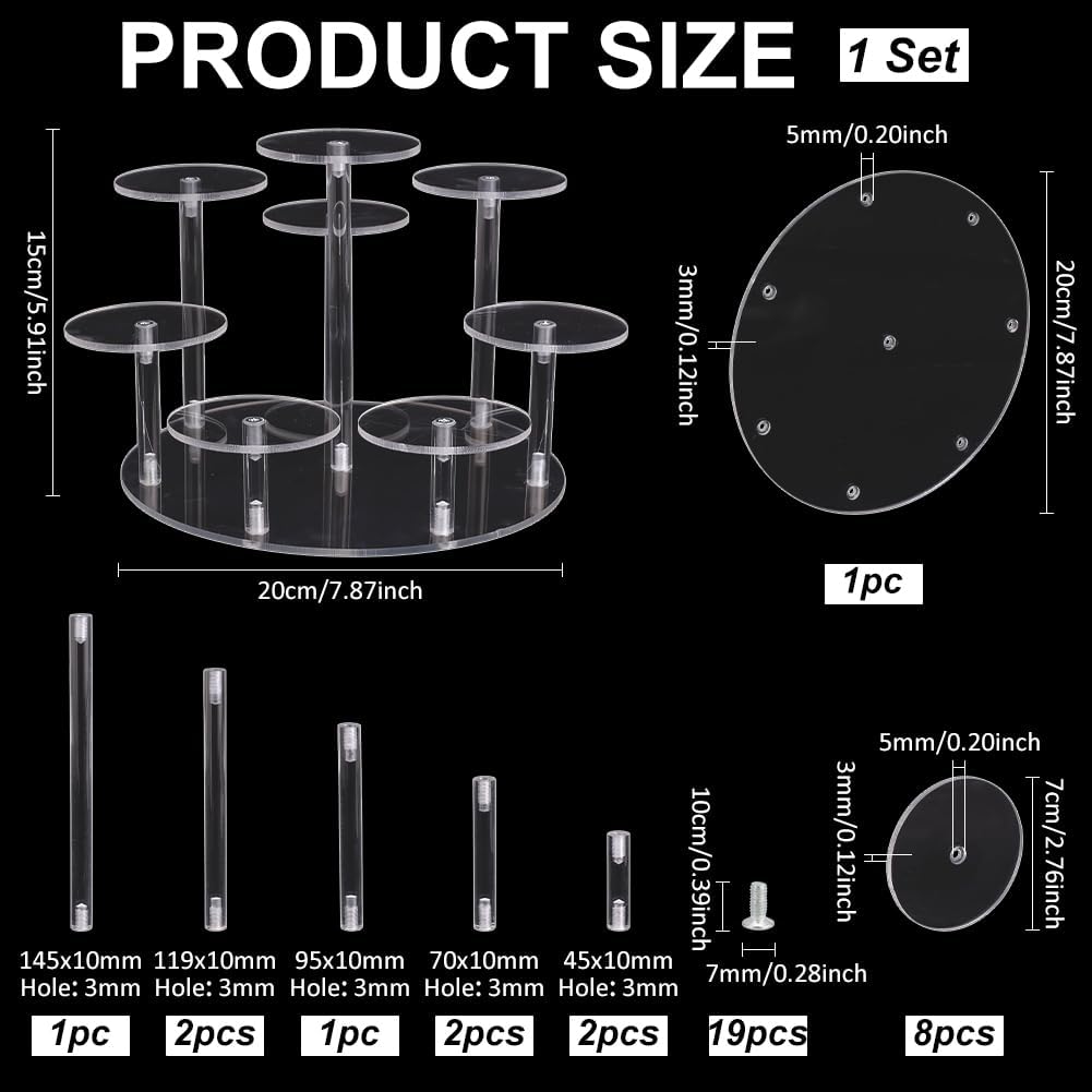 Private Label PH PandaHall Acrylic Riser Display Shelf 8-Tier Clear Risers Stand Multilevel Round Acrylic Stands Mini Figure Display Riser Stand Collectibles Organizer Holder for Cupcake Collectibles Christmas OEM Wholesale Manufacturer