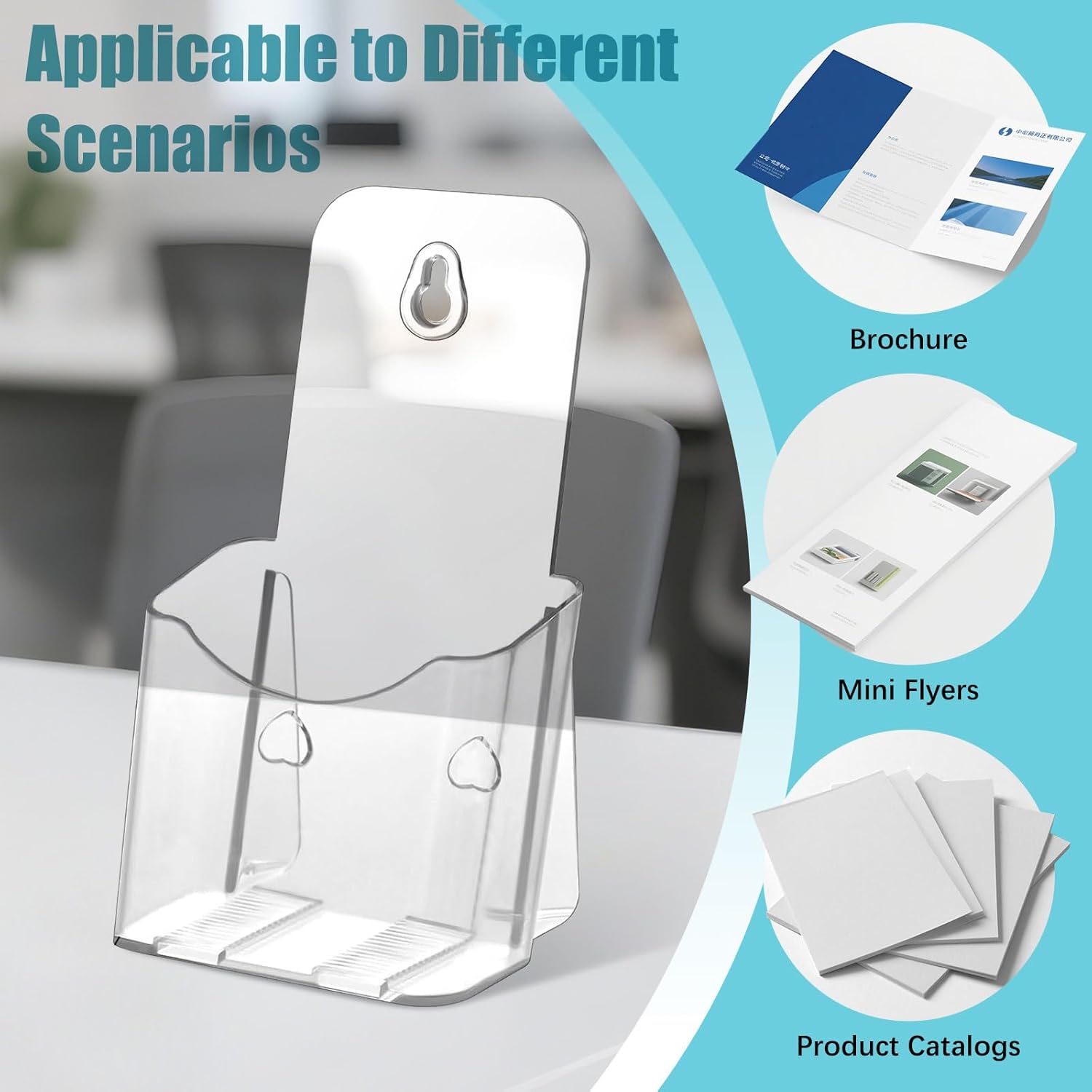 Wholesale 6 Pack Acrylic Brochure Holder, Trifold 4 Inches Wide Clear Plastic Brochure Display Stand, Rack Card Holder for Pamphlet, Mini Flyer, Countertop and Wall Mount Use China Factory Bulk Supply