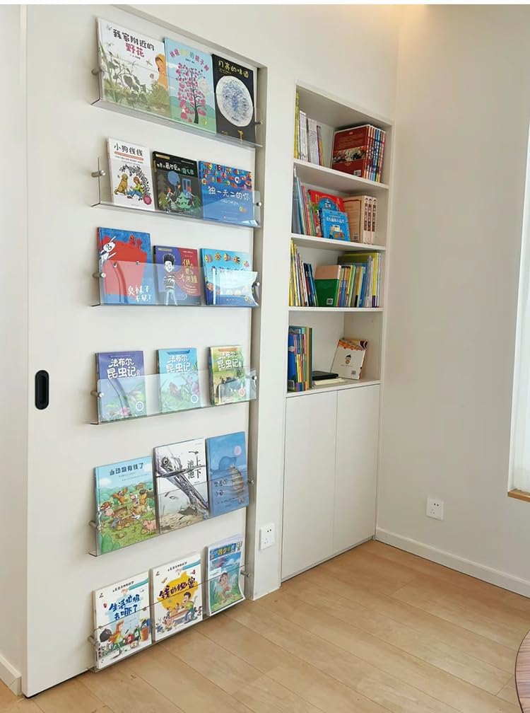Wholesale DuvinDD 2 Pack Acrylic Magazine Holder Rack Brochure Holder Wall Mount 24 inch Clear Hanging Magazine Rack Floating Bookshelf for Literature Pamphlet Organizer for Room Office, with Mounting Kit China Factory Bulk Supply