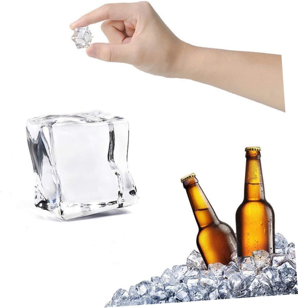 ODM ABOOFAN 50Pcs Clear Acrylic Ice Cubes Realistic Fake Ice Cubes for Photography Props Vase Fillers Kitchen Decor Party Wedding Decorations Custom Logo Service