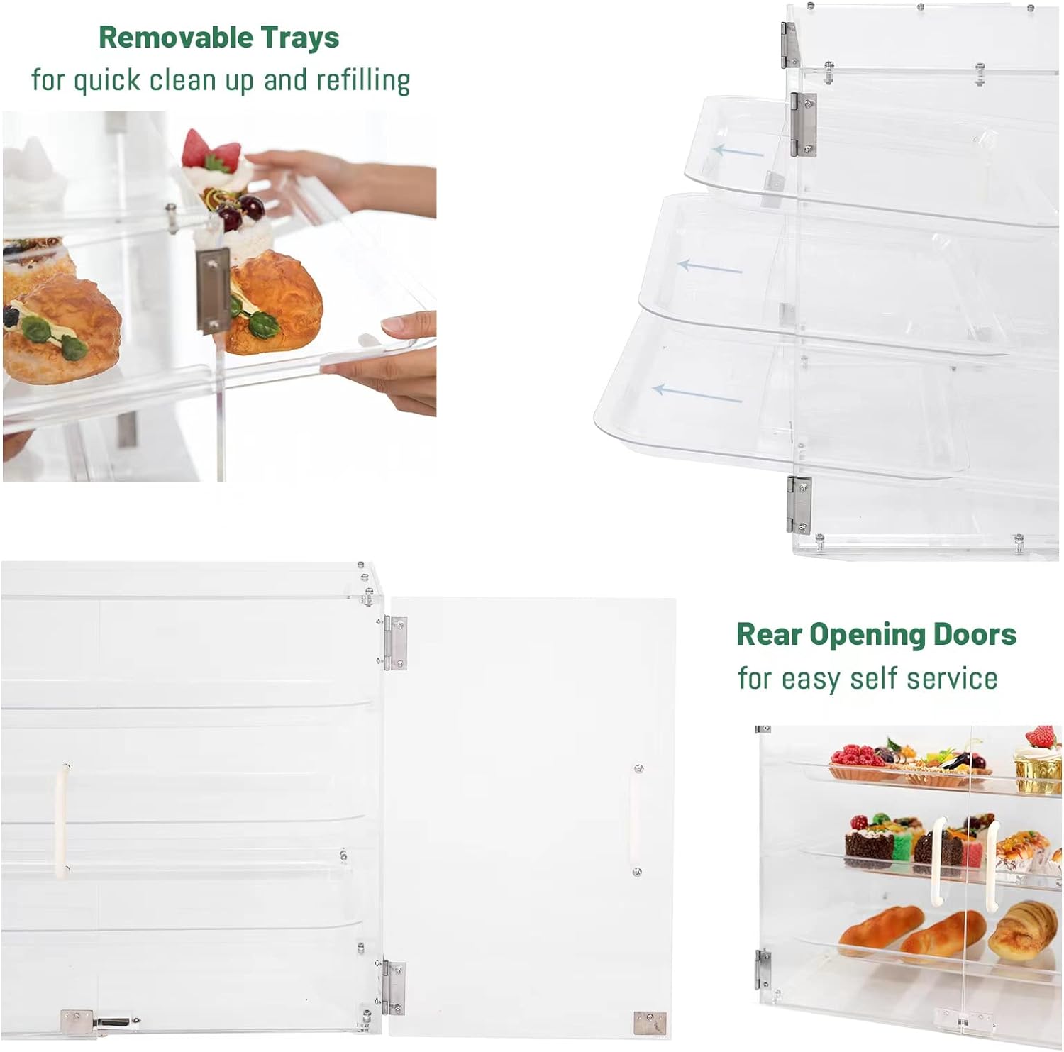 Wholesale OEM ODM YBSVO 3 Tray Commercial Countertop Bakery Display Case with Rear Doors - 21" x 17 3/4" x 16 1/2" Factory & Supplier