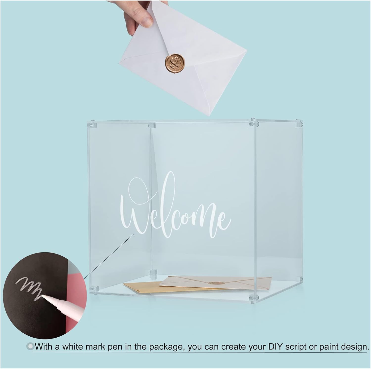 ODM All Clear Acrylic Card Box, DIY Wedding Box with Your DIY Print, Assembly Box for Reception/Wedding Box/Party Graduation & Birthday Baby Shower Decorations(10x10x8.5) Custom Mold Development