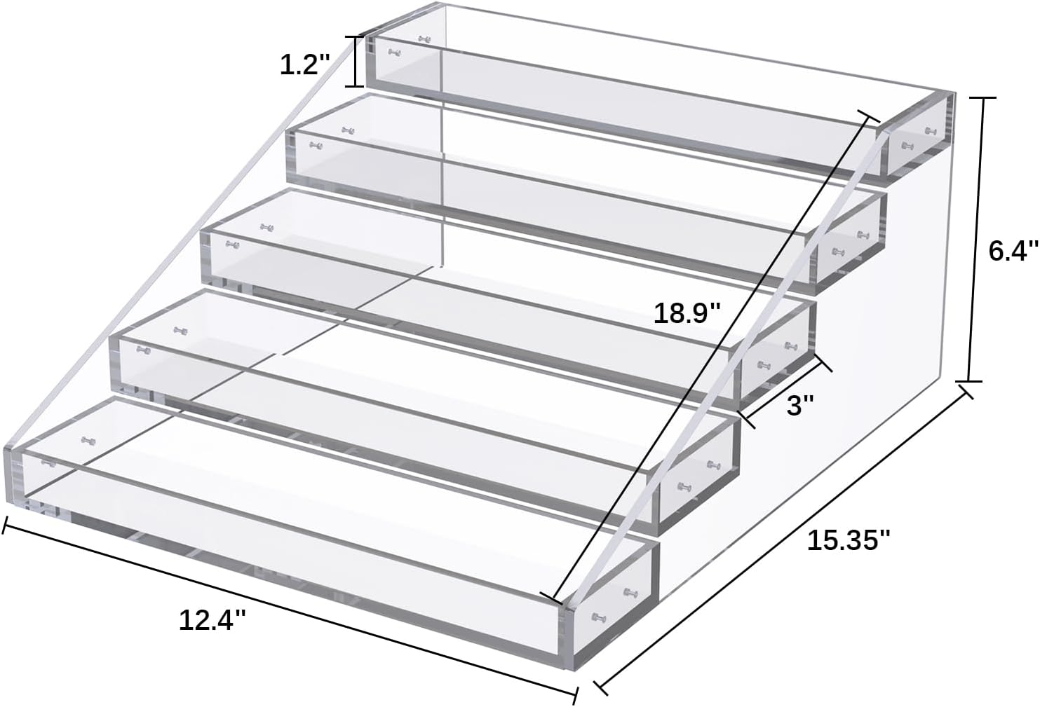 Private Label PMMASTO Widen Tiered Spice Rack, Seasoning Organizer, Clear Acrylic Vertical Shelves Can Organizer for Countertop, Cabinet, Pantry, Kitchen Organization and Storage - 5 Tier Dropshipping Friendly