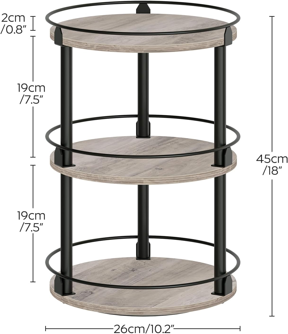 Private Label 3-Tier Lazy Susan Organizer, Rotating Spice Rack, Spinning Organizer, Industrial Turntable Spice Rack Organizer for Cabinet, Kitchen Countertop, Greige and Black SR23BG Dropshipping Friendly