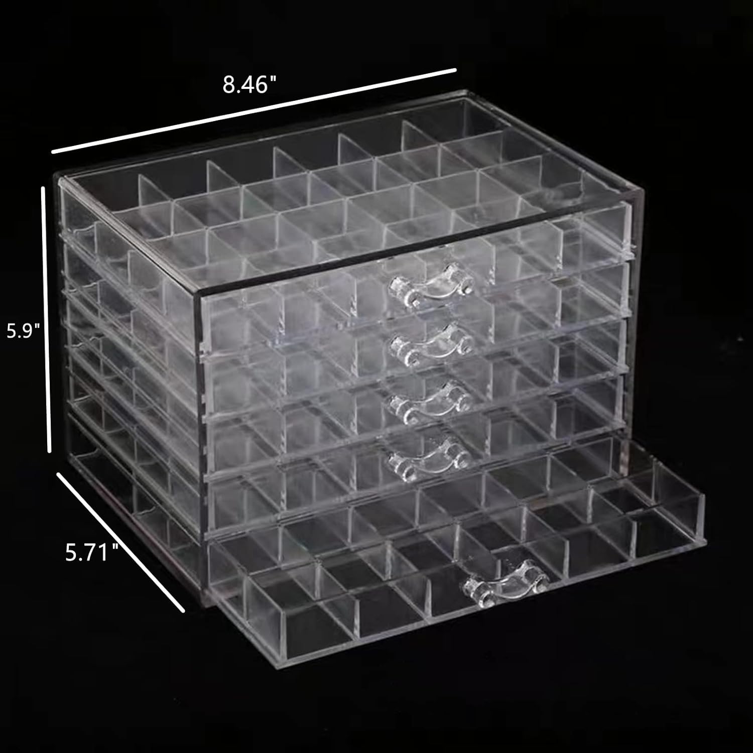 Direct Manufacturer Feadily Acrylic Jewelry Organizer Box, Jewelry Drawer Organizer With 5 Drawers 120 Grids, Clear Low MOQ