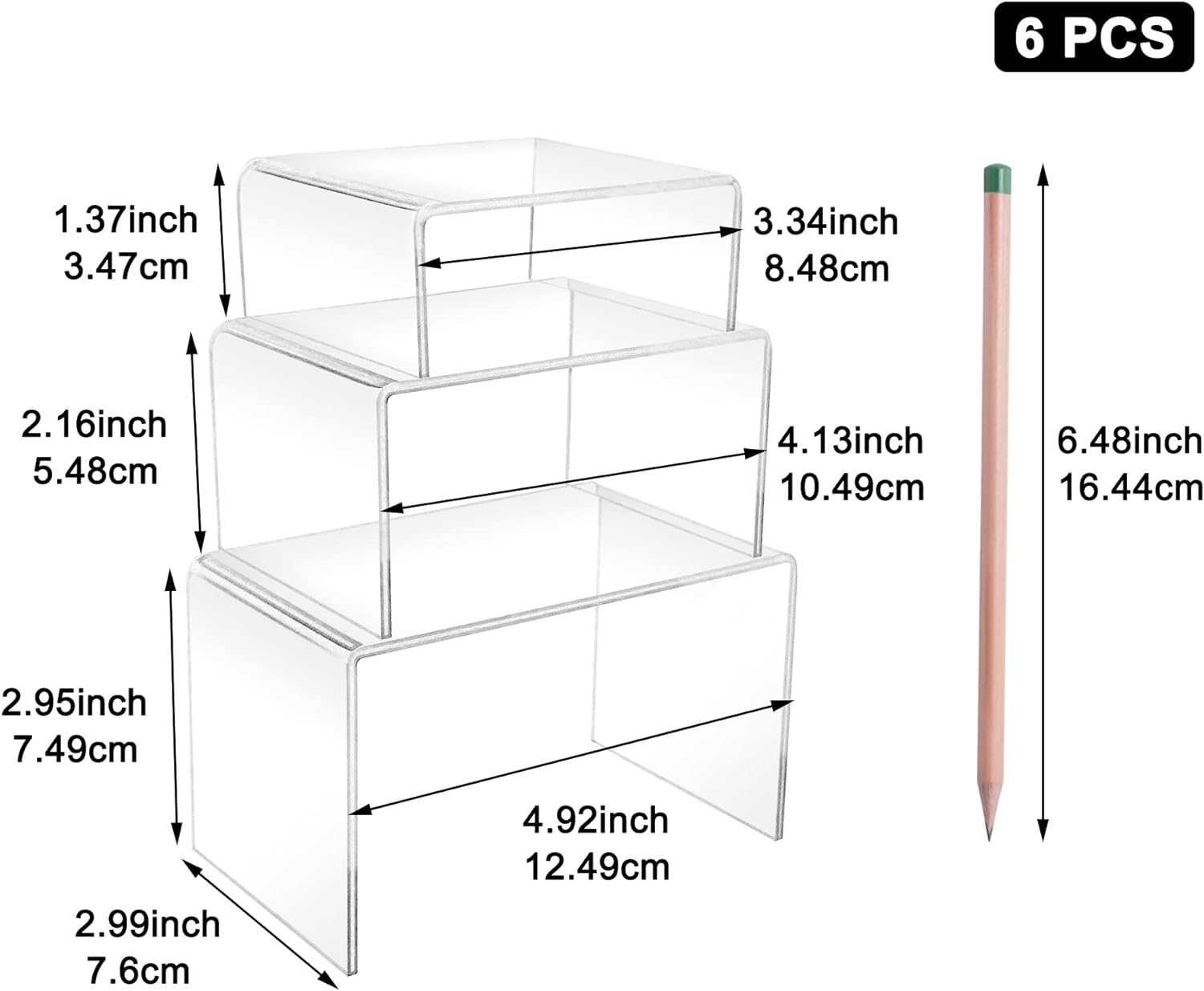 Private Label 2 Sets Acrylic Display Risers(3",4",5") Clear Product Stand,Cupcakes Holder Dessert Transparent Showcase Stands, Candy Bar Risers, Lifts for Figures OEM Wholesale Manufacturer