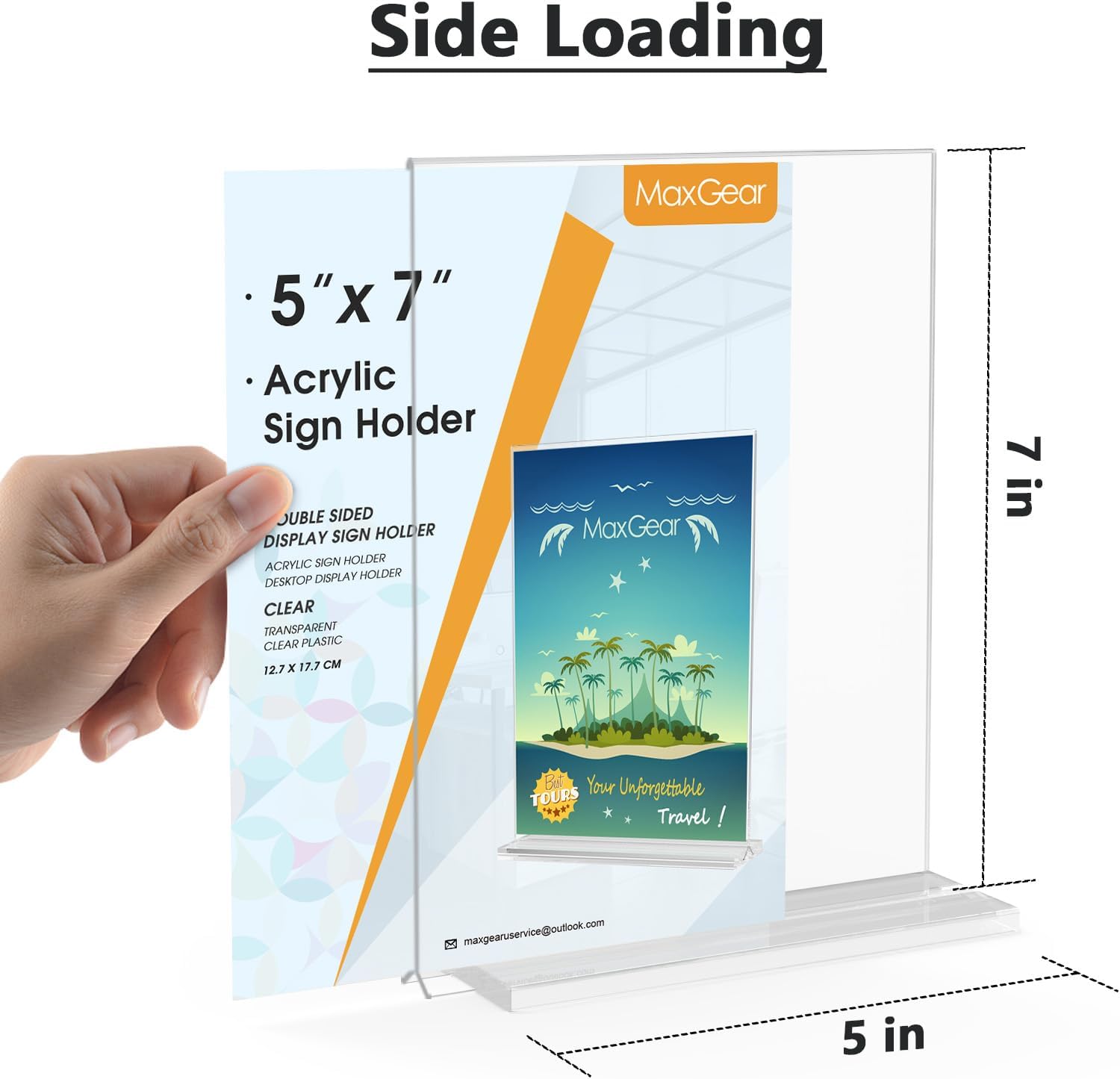 Private Label MaxGear 5x7 Acrylic Sign Holder 6 Pack, Clear Table Display Stand， Double Sided Flyer Menu Holder Photo Frame, Plastic Paper Holder Acrylic Picture Frames for Stores, Restaurants, Hotels, Office OEM Wholesale Manufacturer