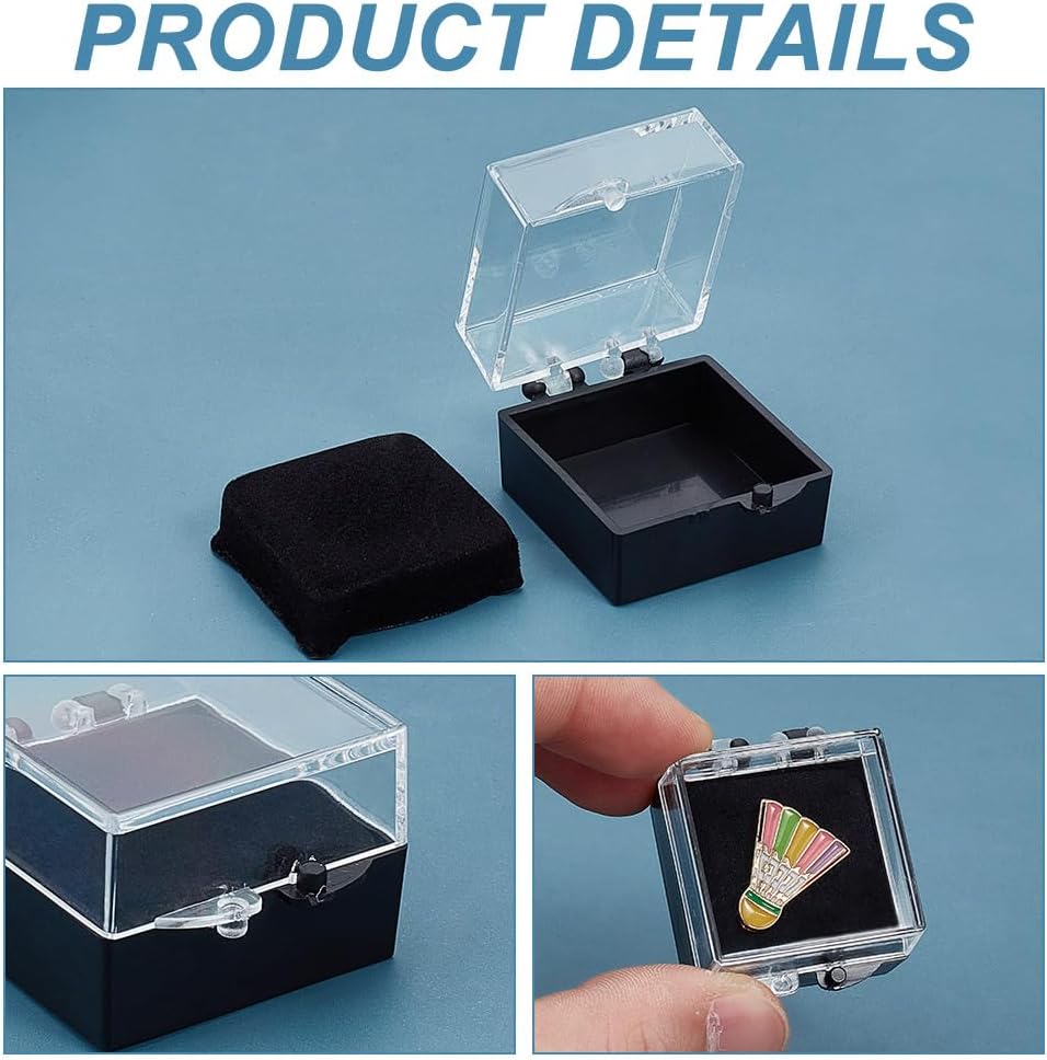 ODM NBEADS 20 Pcs Gift Box for Pin, Black Square Badge Gemstone Display Box with Tray Mini Jewelry Box Container Plastic Show Case Storage Box Holder for Badge Pins Coin Gems Jewelry, 1.1x1.1x0.78inch Custom Mold Development
