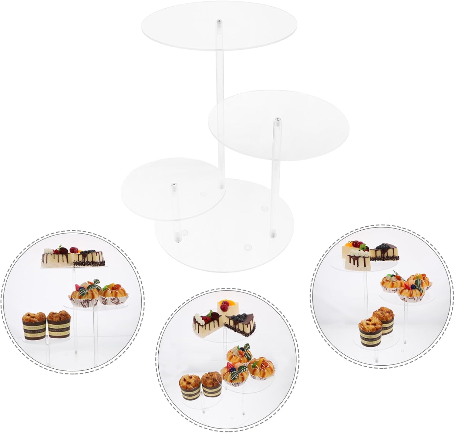 Wholesale OEM ODM 1 Set Elegant Tiered Cake Stand Clear Display Rack for Cakes Cupcakes Treats for Weddings Parties Special Occasions Enhance Your Dessert Table Decor Factory & Supplier