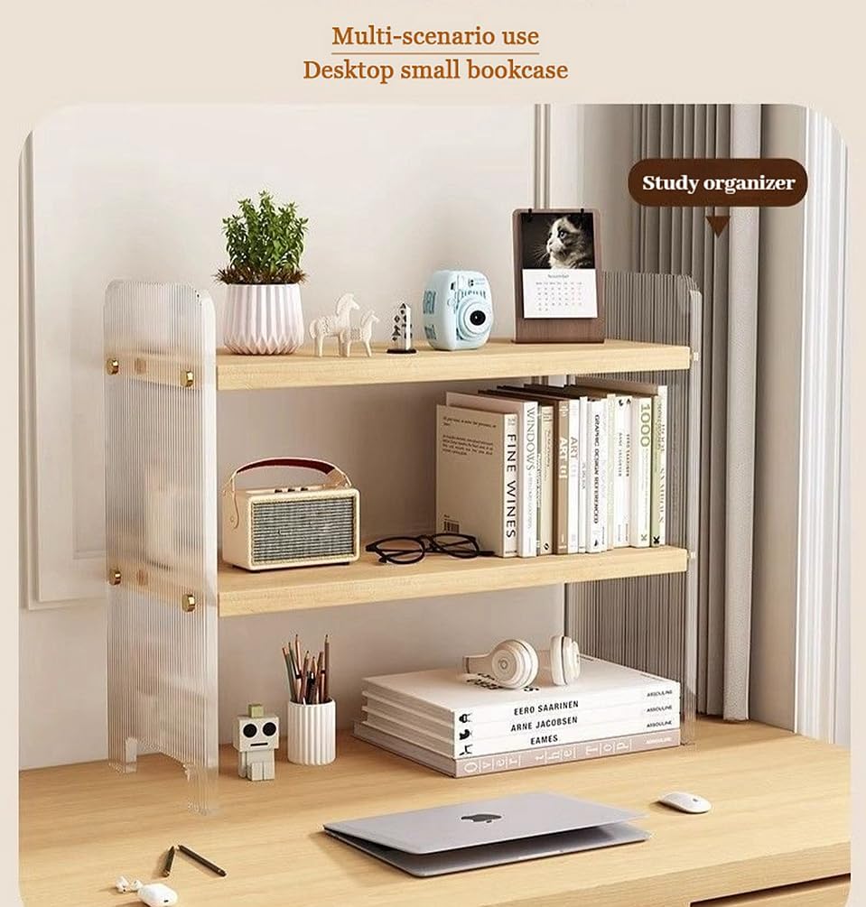 Private Label FOTN 2-tier Kitchen countertop spice rack Cup shelf organizer, household Cupboard Cabinet coffee cup mug cup storage rack, simplev desktop acrylic and wood small bookshelf bookcase (2-tier) Dropshipping Friendly