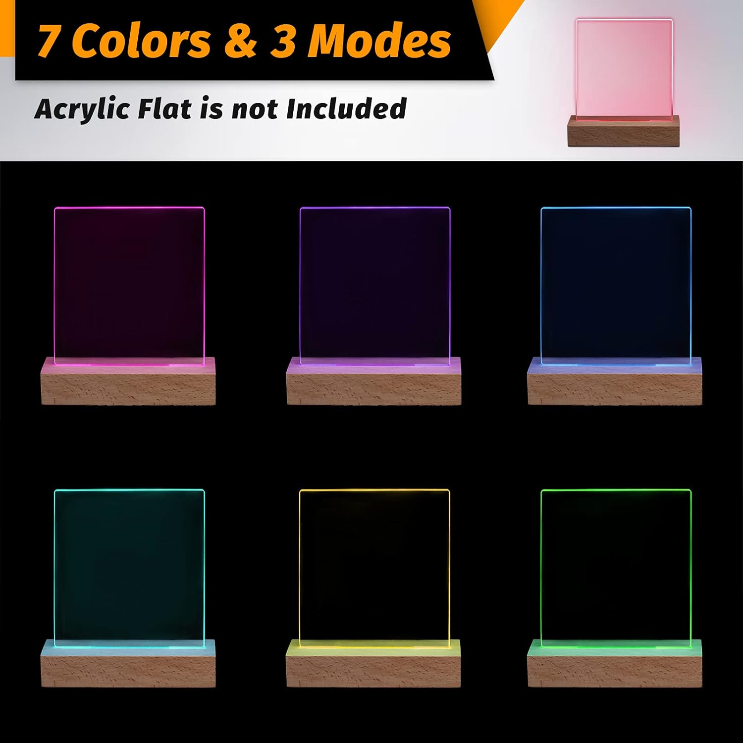 Private Label Riakrum 5.9 Inch Wooden Rectangle Light Base, Wood LED Display Base Pedestal Dimmable Colorful Light Lamp Stand with USB Cable for Acrylic, Crystal, Night Light, Glass Resin Art OEM Wholesale Manufacturer