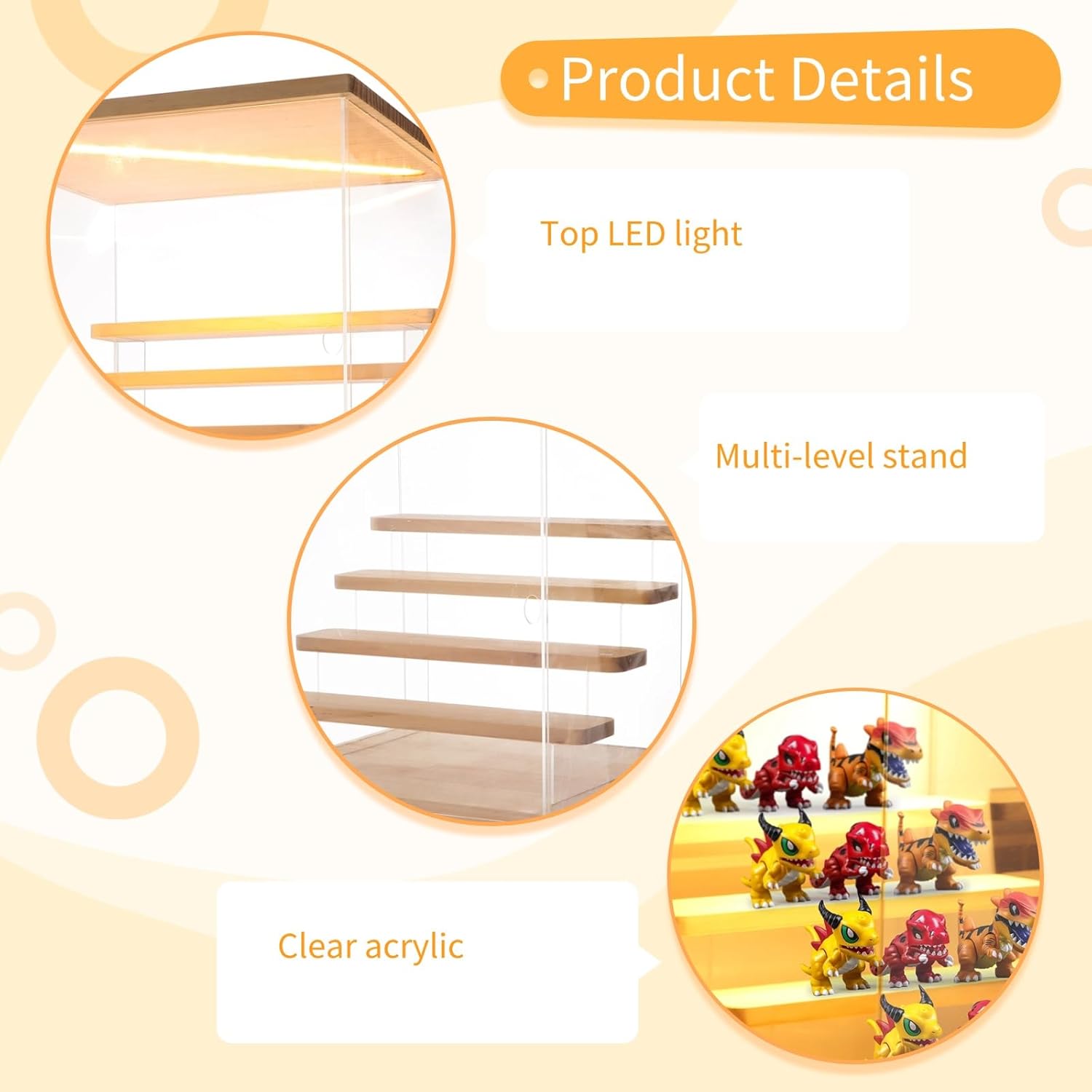 Private Label Led Acrylic Figures Display Case - Clear Action Figurine Lighted Display Case with Light for Figures Display Box Stand, Dustproof Protection Showcase Cabinet for Figurines Collection Ecommerce Ready Product