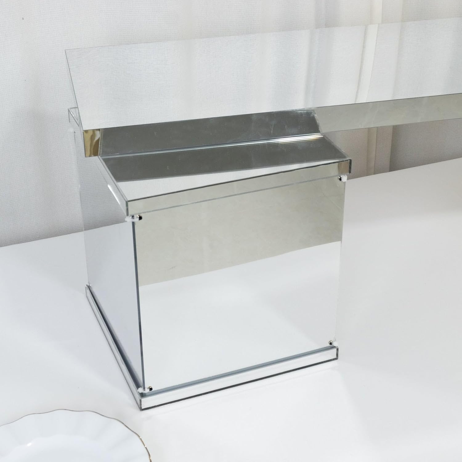 Private Label Efavormart Silver Plexiglass Connector Plate for Rectangular Pillar Pedestal Stands, 4mm Thick Mirror Finish Acrylic Table Top Bridge with Protective Film 46"x12" OEM Wholesale Manufacturer