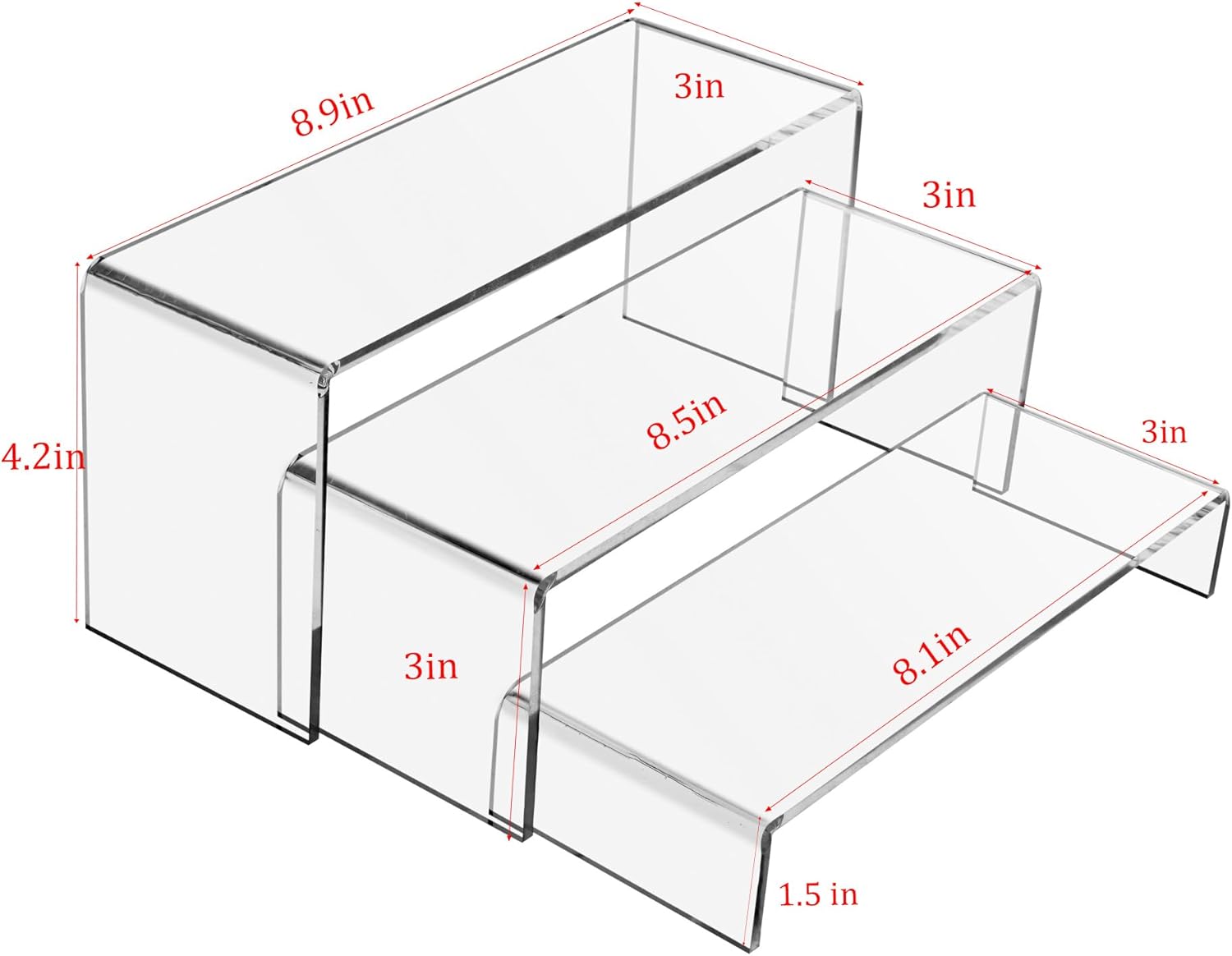 Wholesale OEM ODM 6 Pcs Clear Acrylic Display Riser, Rectangle Acrylic Risers for Display Suitable for Food Dessert, Perfume, Cosmetics, Jewelry, Collectibles, Puppets, Anime Characters Factory & Supplier