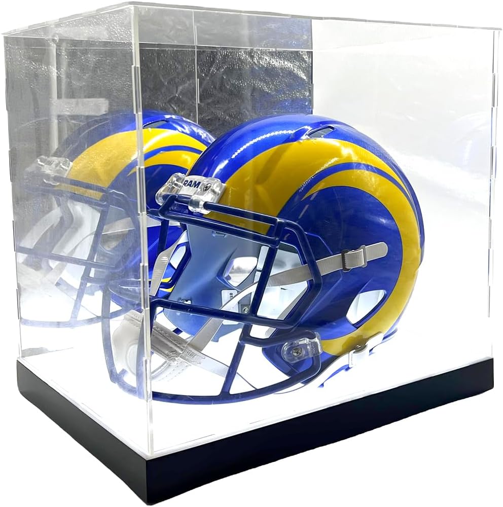 LED Lights Full Size Football Helmet Sneaker Mirror Memorabilia Storage Box Acrylic Display Case (Football Helmet Bottom)