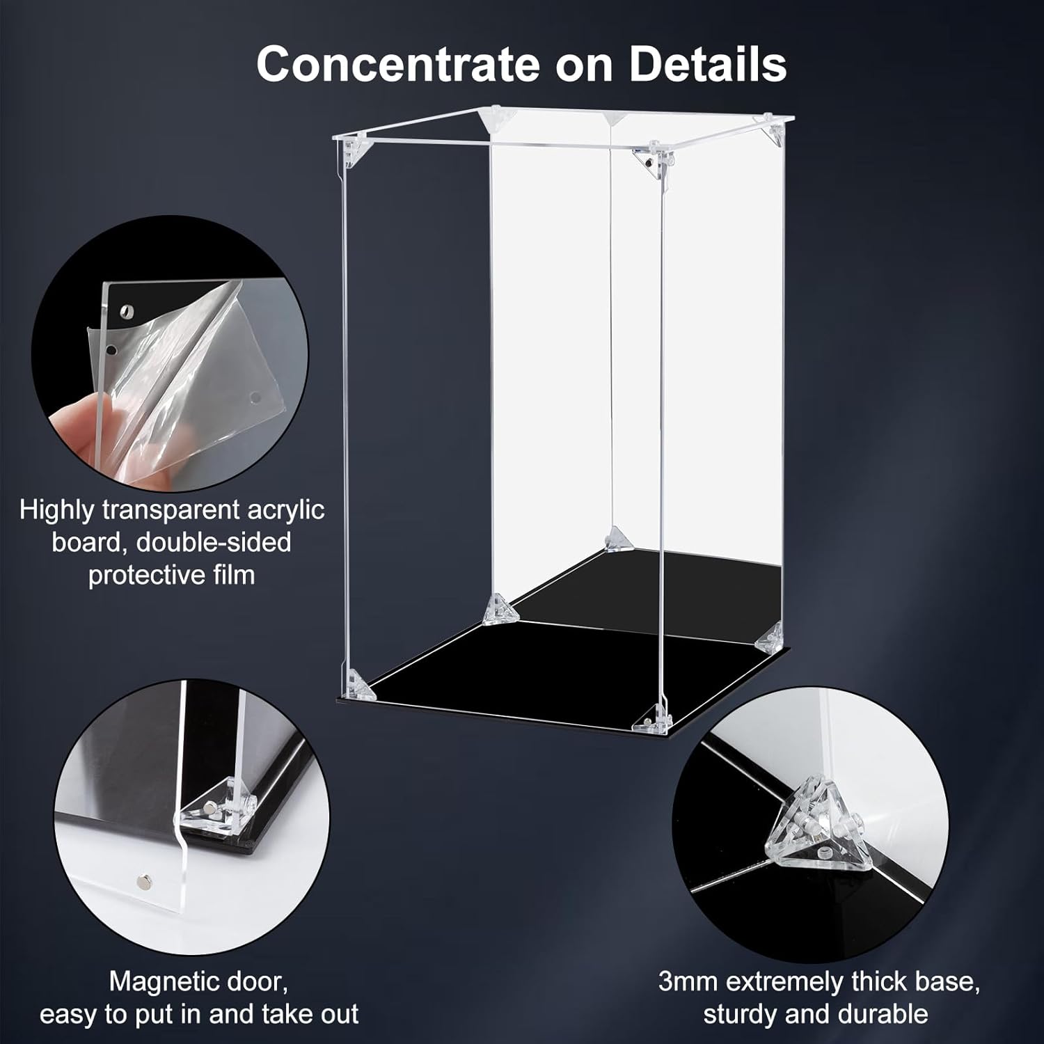 Wholesale OEM ODM Acrylic Display Case for Collectibles Assemble Clear Acrylic Display Box with Mirrored Back, Alternative Glass Case for Action Figures Lego Model Doll Toys Display (10x10x15.7 inch; 25x25x40 cm) Factory & Supplier