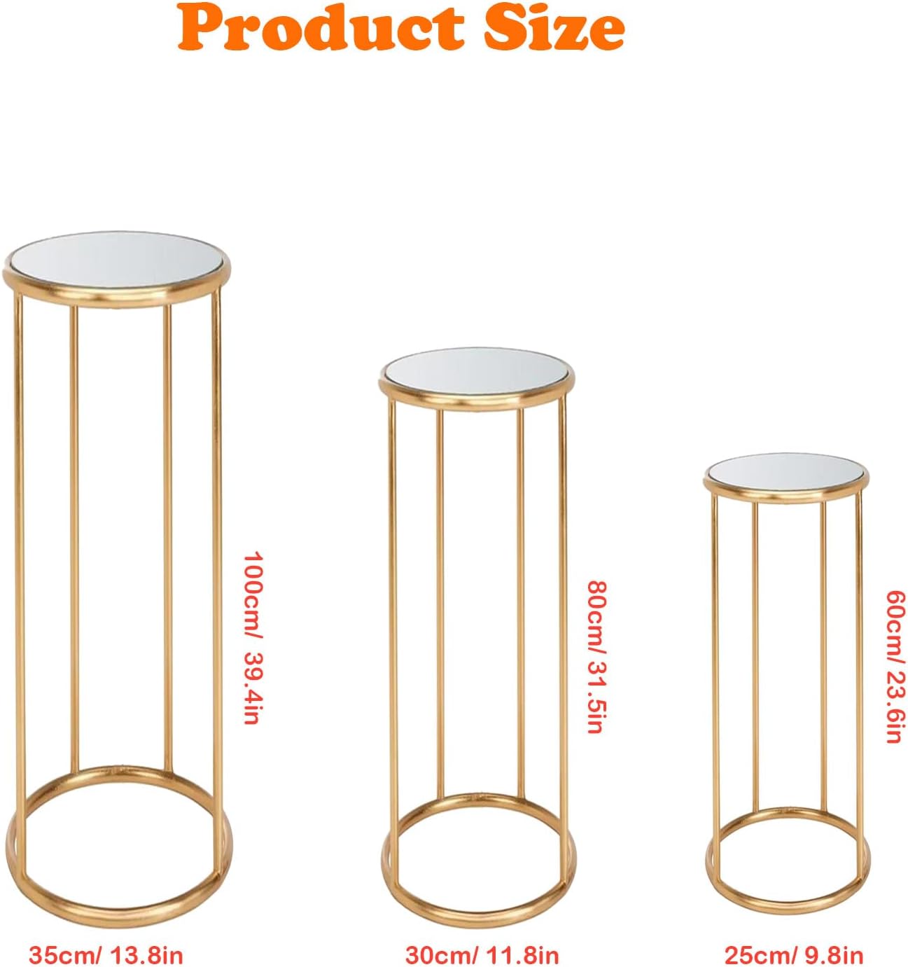 Private Label 3pcs Metal Cylinder Pedestal Stand for Party, Cilindros Para Decoraciones De Fiestas, Round Cake Pedestal Tables for Wedding Display, Event Decor with Floral Plant, Birthday Backdrop- Gold OEM Wholesale Manufacturer