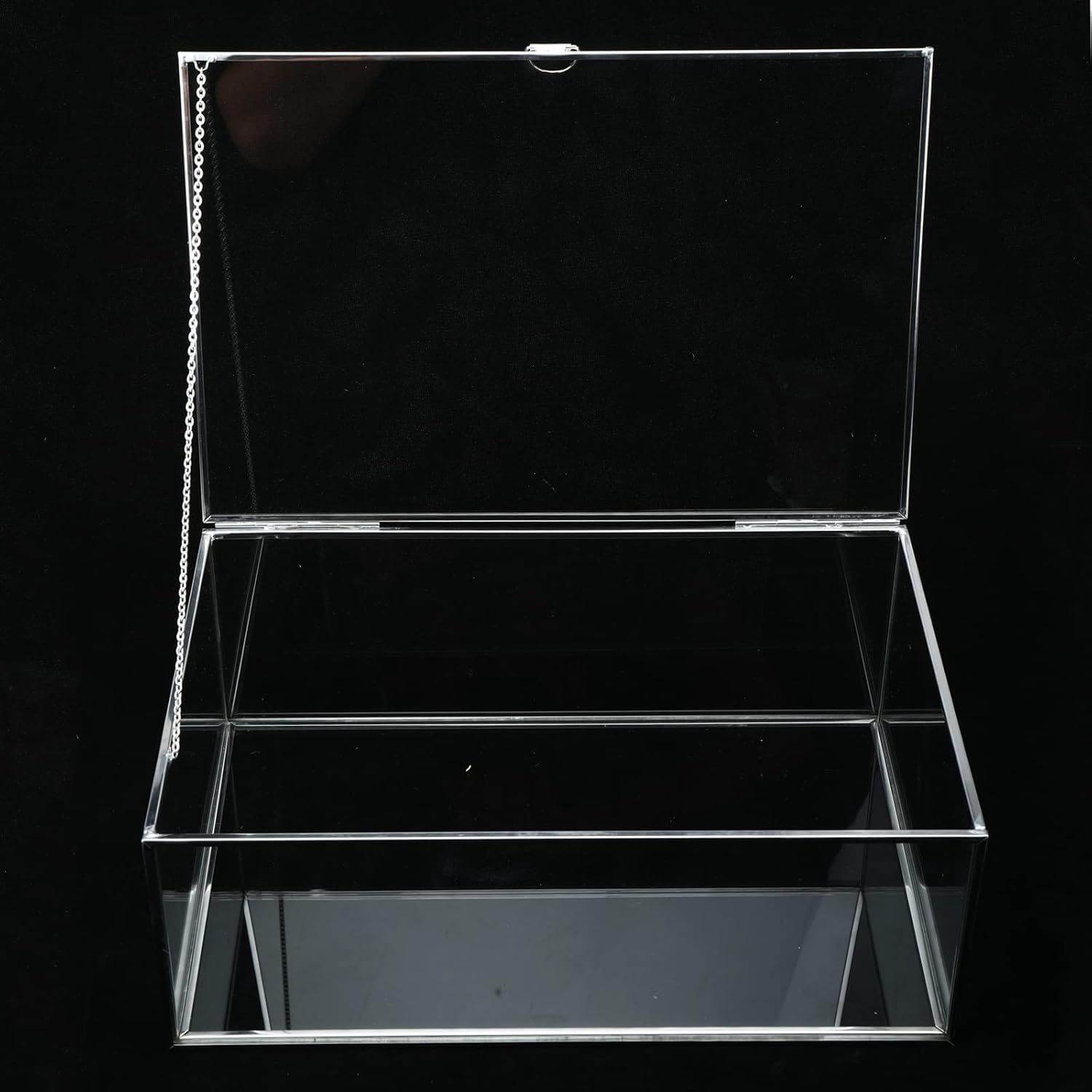 ODM HighFree Vintage Glass Box with Lid - Clear Jewelry Glass Display Box Keepsake Box - Home Decor Decorative Box for Trinket Rings Bracelet (Silver, Large) Custom Mold Development