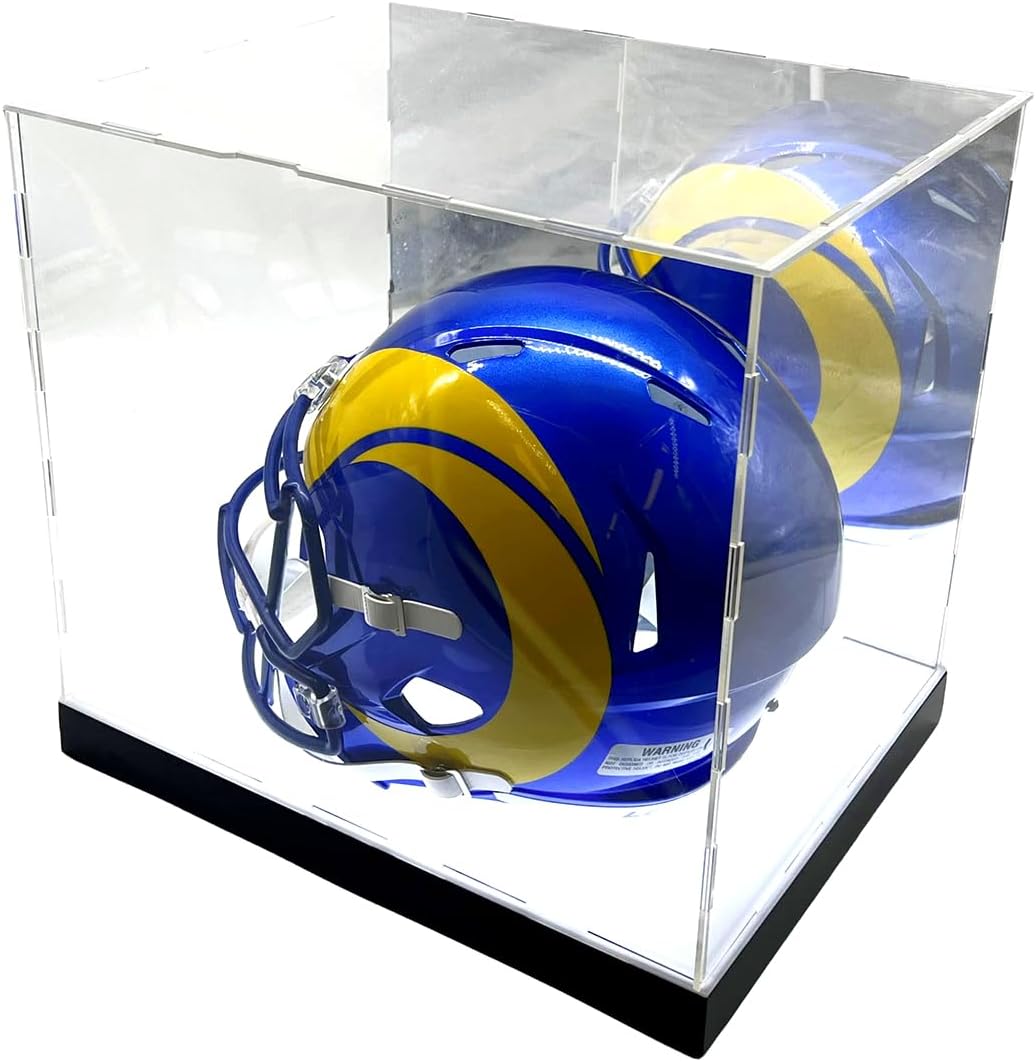 Private Label LED Lights Full Size Football Helmet Sneaker Mirror Memorabilia Storage Box Acrylic Display Case (Football Helmet Bottom) Ecommerce Ready Product