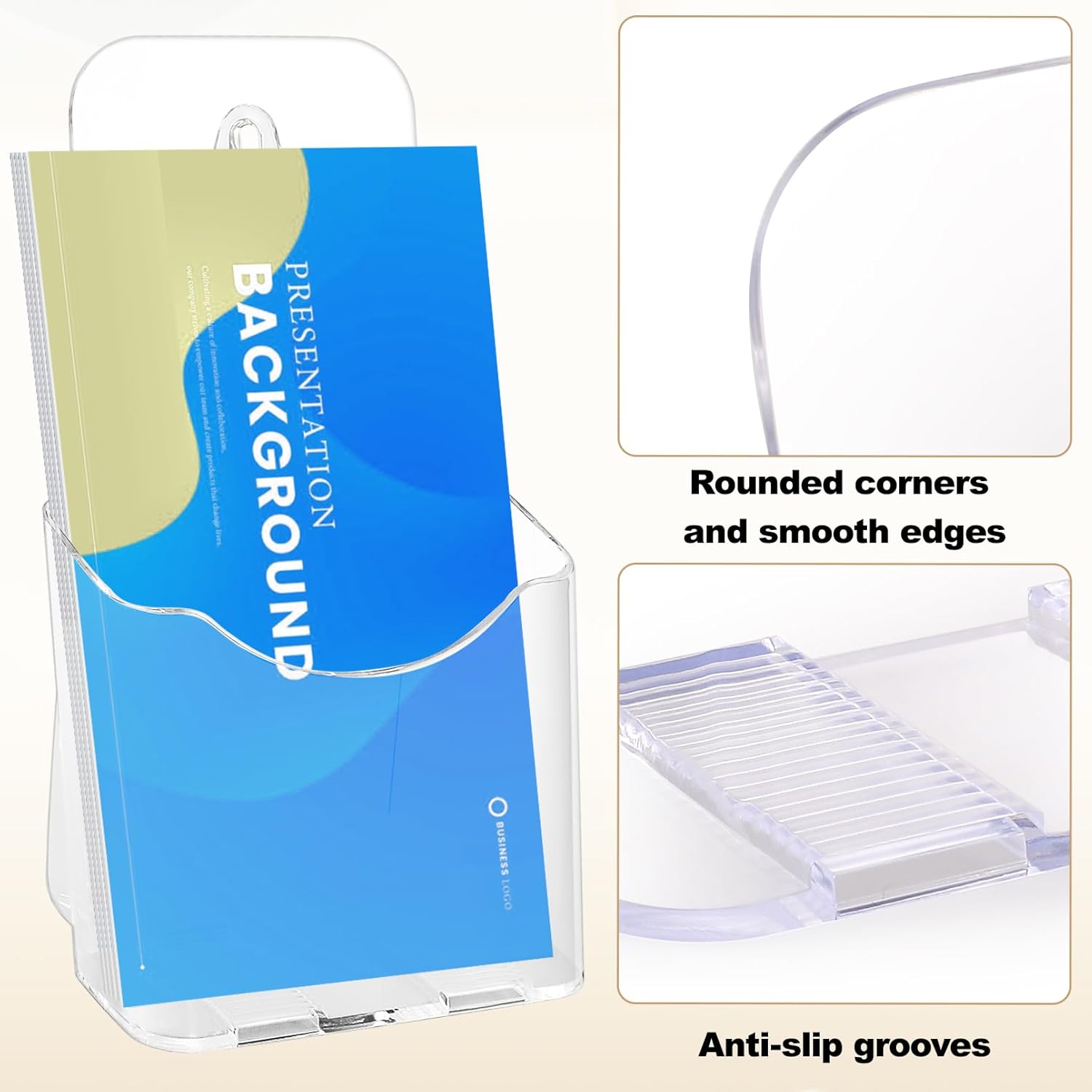 Wholesale Acrylic Brochure Holder 4x9 Inches,6 Pack Plastic Flyer Holder,Clear Display Stand,Clear Literature Holder,Pamphlet Holder Wall Mount Countertop Organizer for Display Flyer, Brochure Booklets China Factory Bulk Supply
