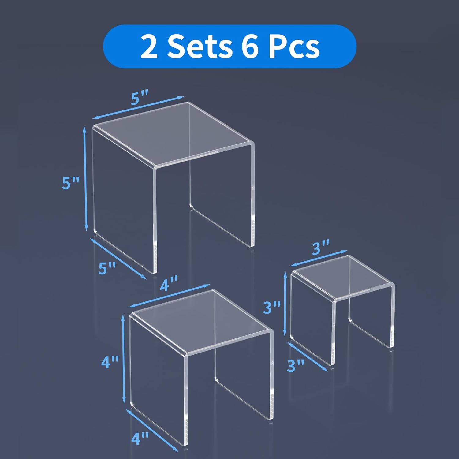 ODM NIUBEE 2 Set Acrylic Risers Display for Funko POP Figures,Clear Cake Stands for Candy Dessert Table Decorations-3"x4"x5" Custom Logo Service