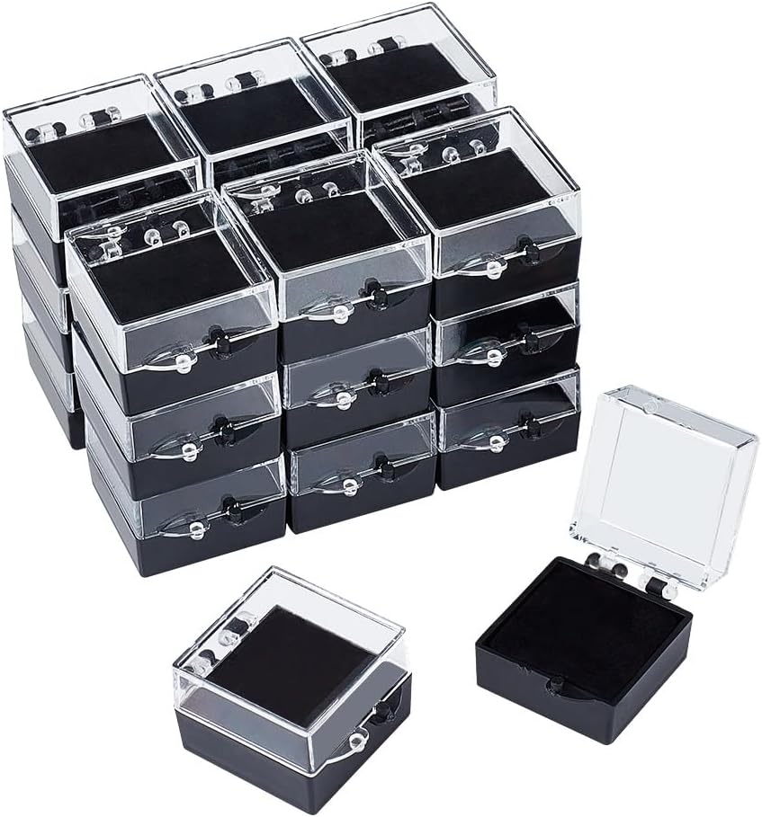 ODM NBEADS 20 Pcs Gift Box for Pin, Black Square Badge Gemstone Display Box with Tray Mini Jewelry Box Container Plastic Show Case Storage Box Holder for Badge Pins Coin Gems Jewelry, 1.1x1.1x0.78inch Custom Mold Development