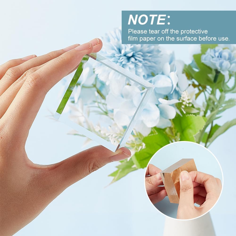 ODM OLYCRAFT 2pcs Clear Acrylic Cube 2 x 2 x 0.9 Inch Acrylic Square Display Block Rectangle Clear Polished Acrylic Display Cube Acrylic Display Block for Ring Jewelry Display Custom Logo Service