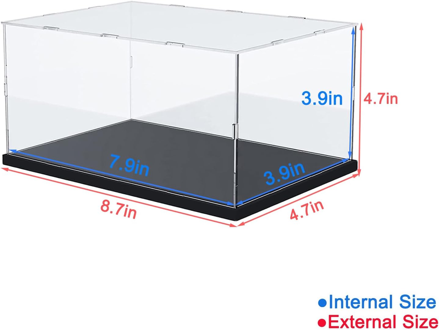 Wholesale OEM ODM Clear Acrylic Display Case for Collectibles Assemble Transparent Acrylic Box Dustproof Protection Showcase with Black Wood-Plastic Base and Lamp Beads,Inside 7.9x3.9x3.9inch Factory & Supplier
