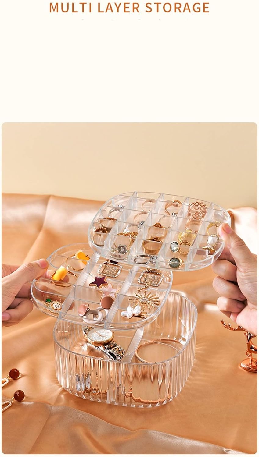 Direct Manufacturer Jewelry Organizer Tray for Drawer Desk Small Jewelry Storage Box for Women Clear Acrylic Jewelry Box 3-Layer Jewelry Tray Case for Earring Rings Gift for Women Girls (clear) Low MOQ
