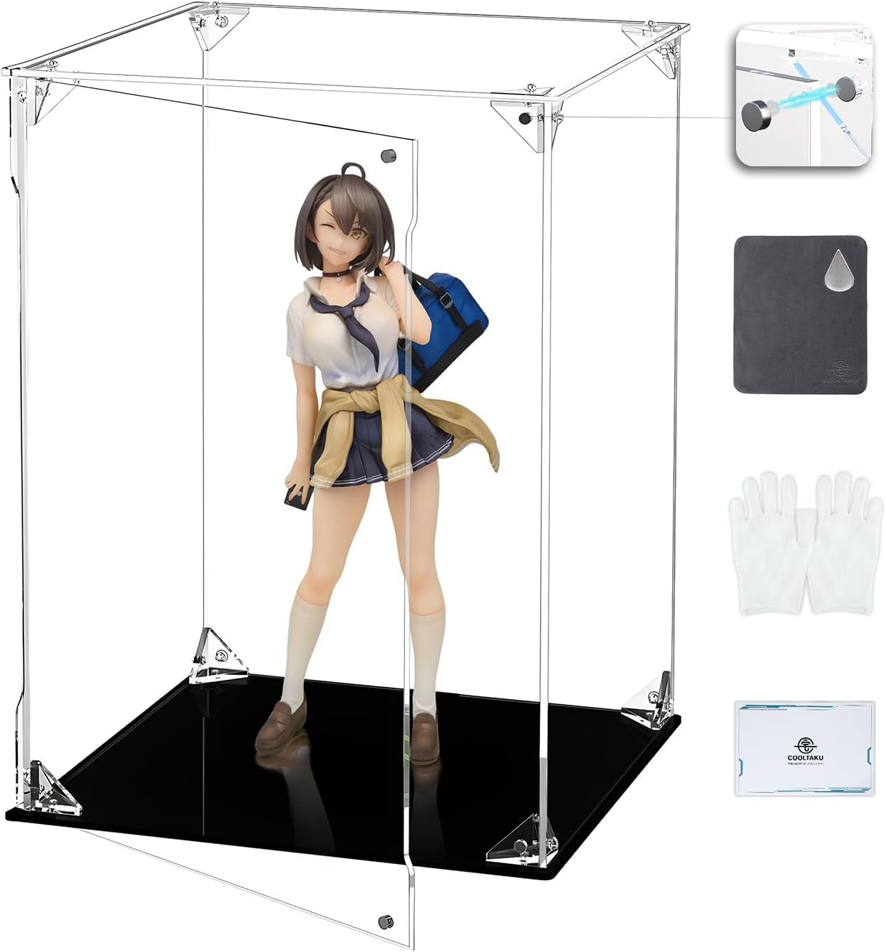 Clear Acrylic Display Case, Front-Open Door with Magnetic Buckle, Assemble Display Box, Dustproof Protection Showcase for Figures, Collections, Models, Toys (8x8x12 inch, 20x20x30 cm)