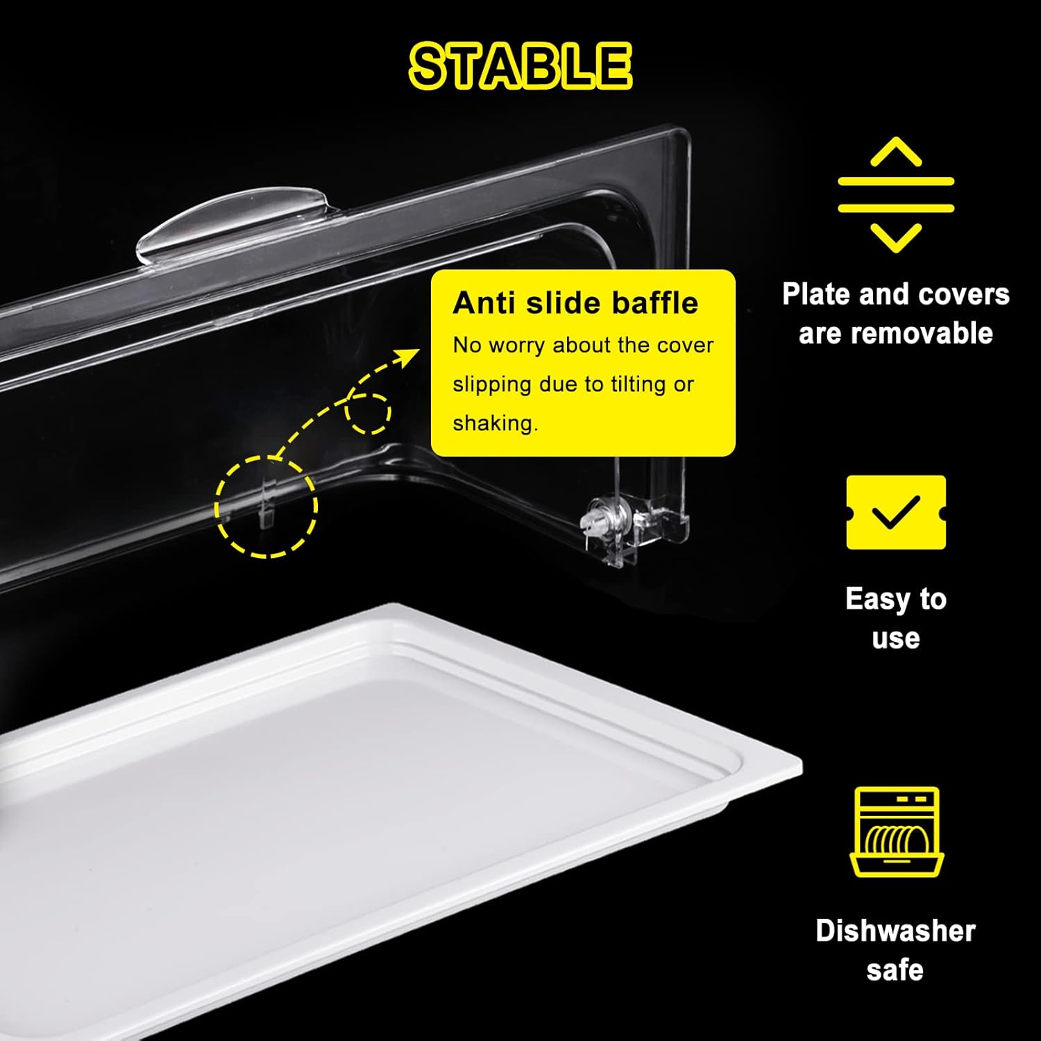 Wholesale OEM ODM Food Serving Display Tray with Clear Roll Top Cover Reusable Platter Cake Pastry Dessert Display Tray Plate Case with Lid for Food Buffet Factory & Supplier
